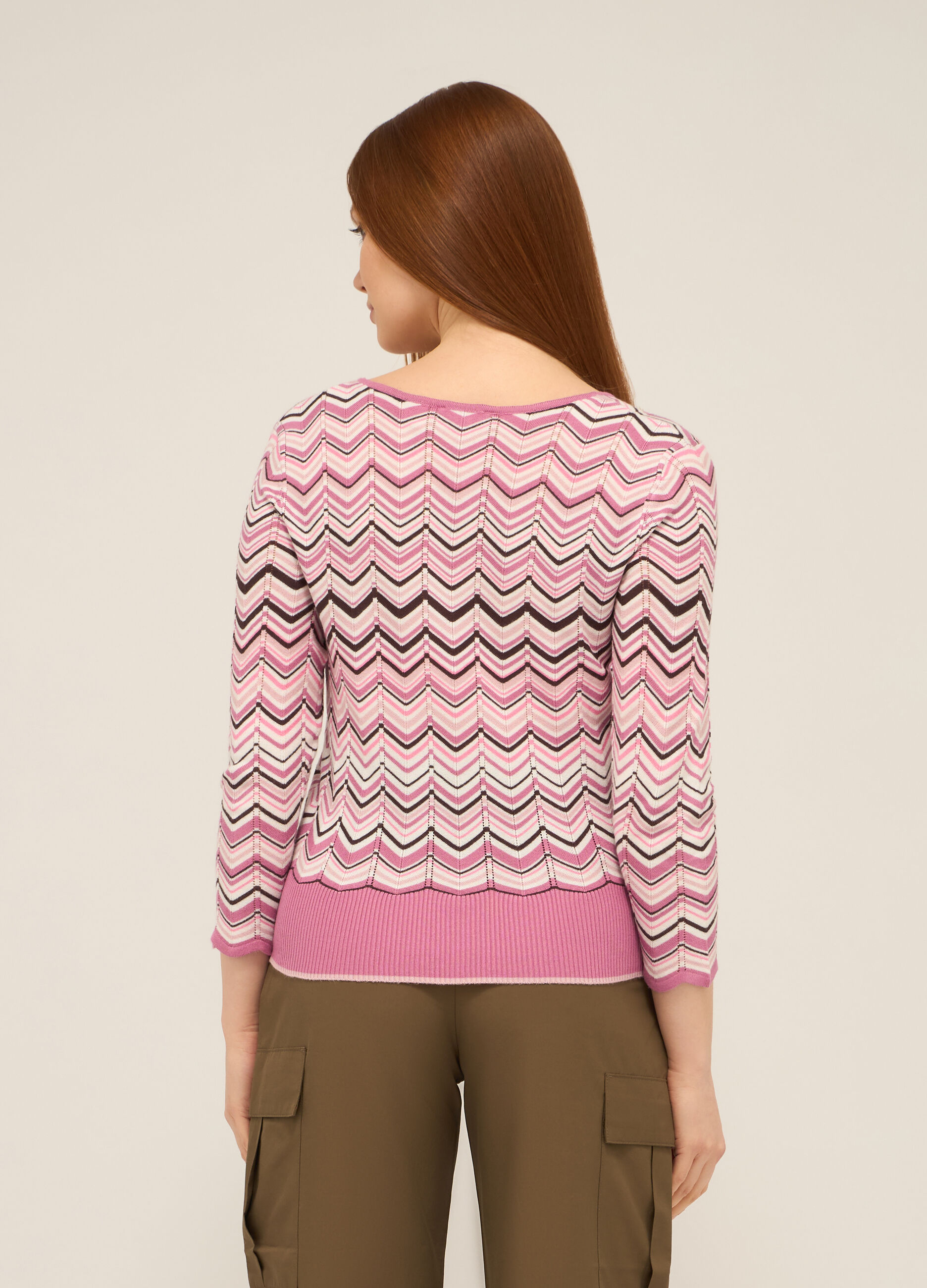 Maglia tricot misto viscosa a righe donna_1