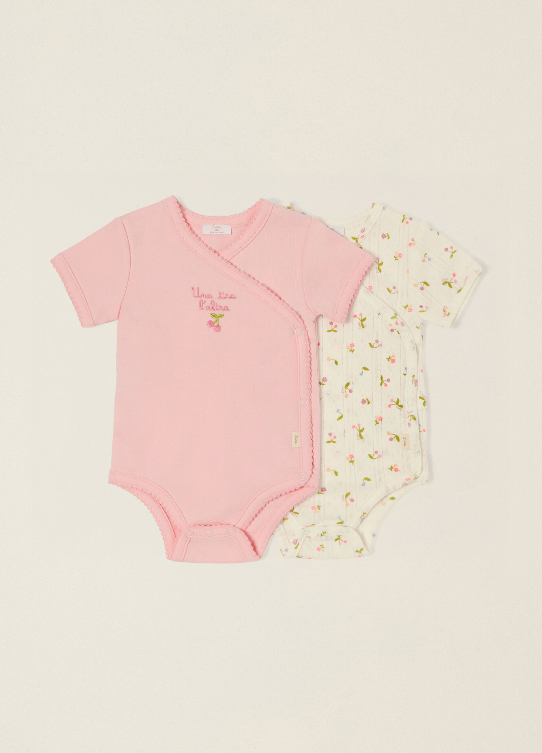 Bipack di body rosa e multicolor in cotone organico_0