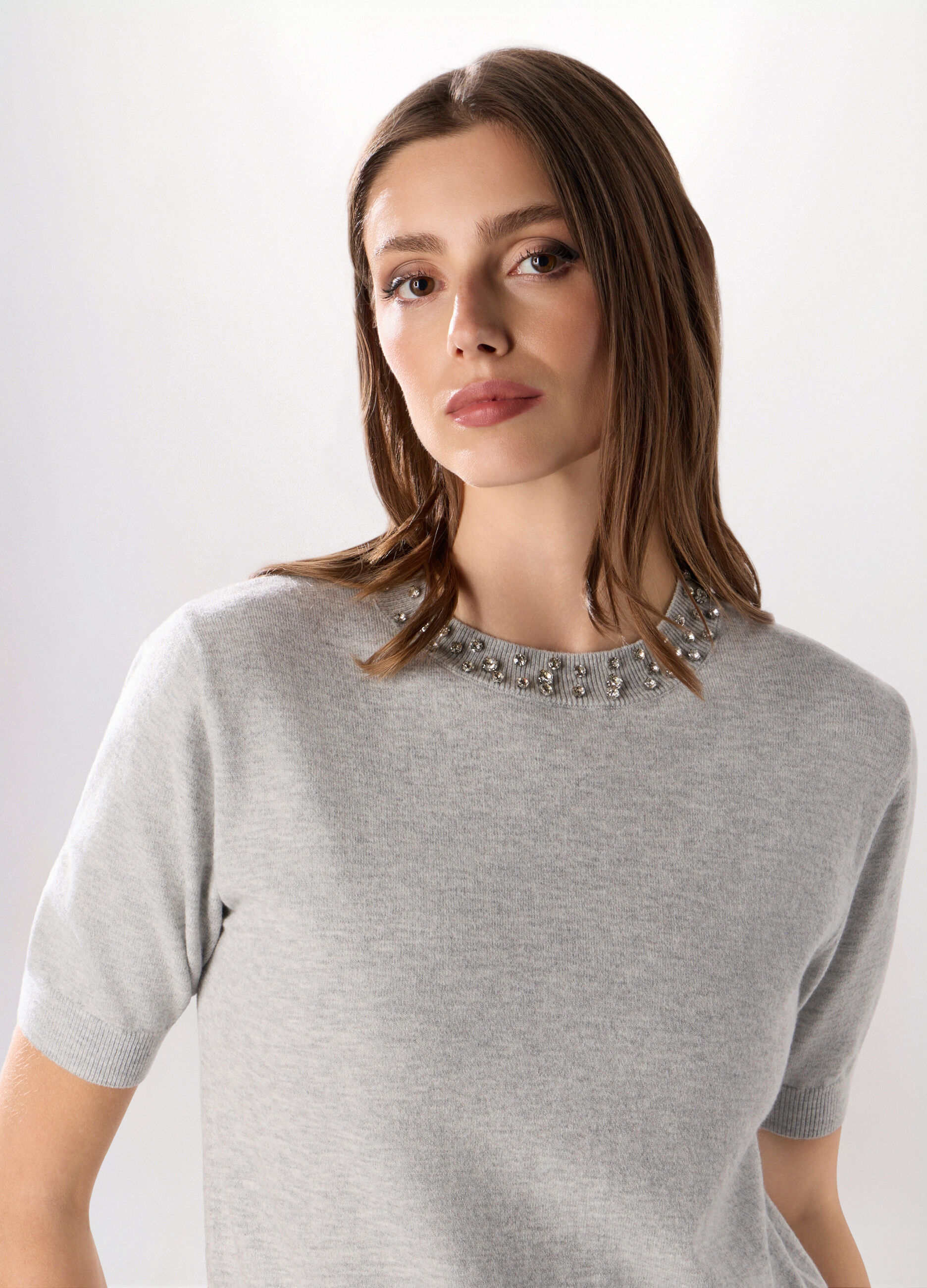 Tricot a maniche corte misto lana donna_2