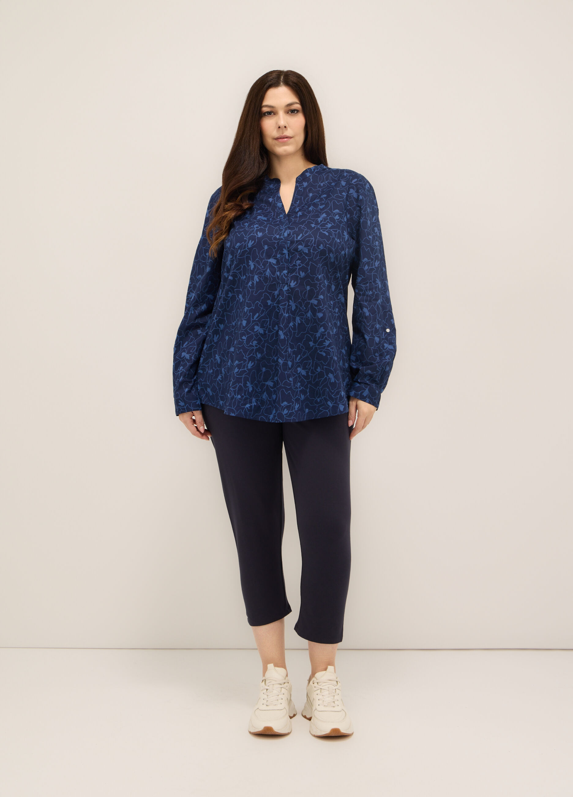 Leggings capri in cotone stretch donna curvy_0