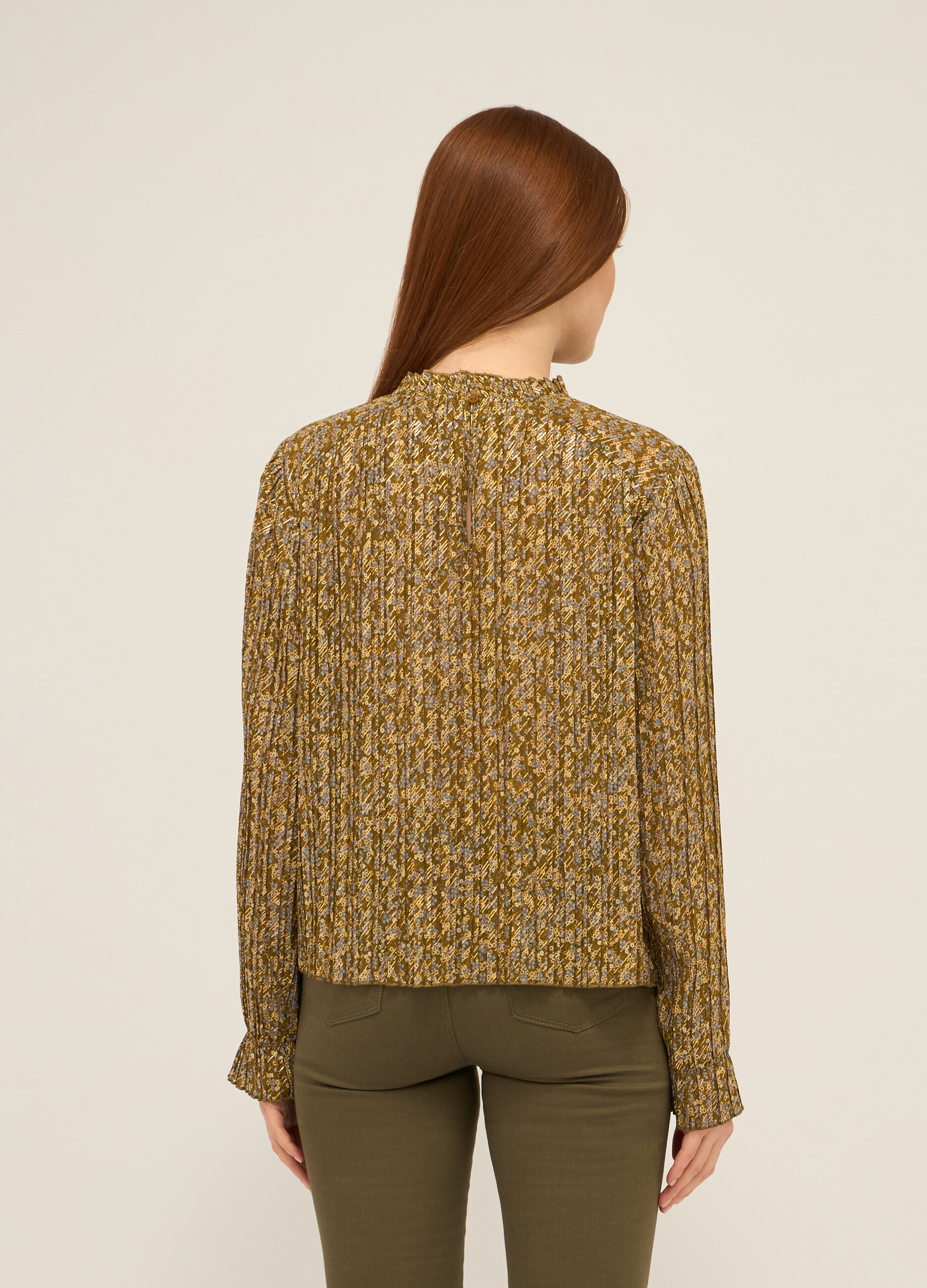 Blusa plissettata con stampa donna_1