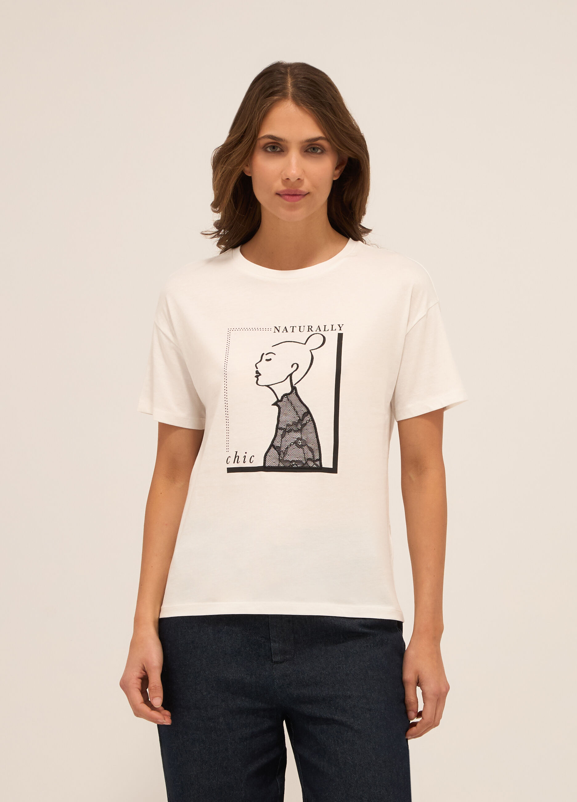 T-shirt in jersey di puro cotone donna_0