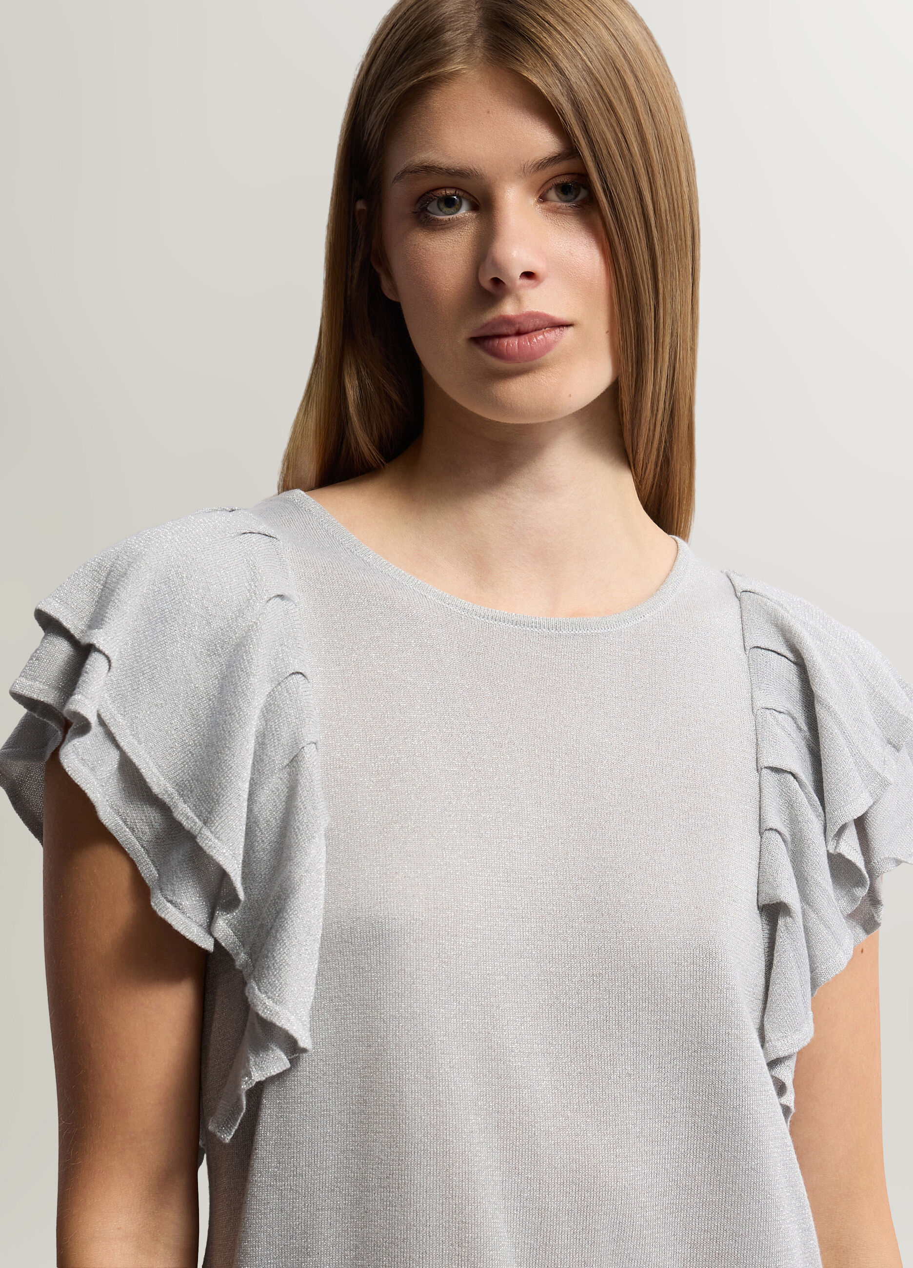 Maglia girocollo rasata donna_2
