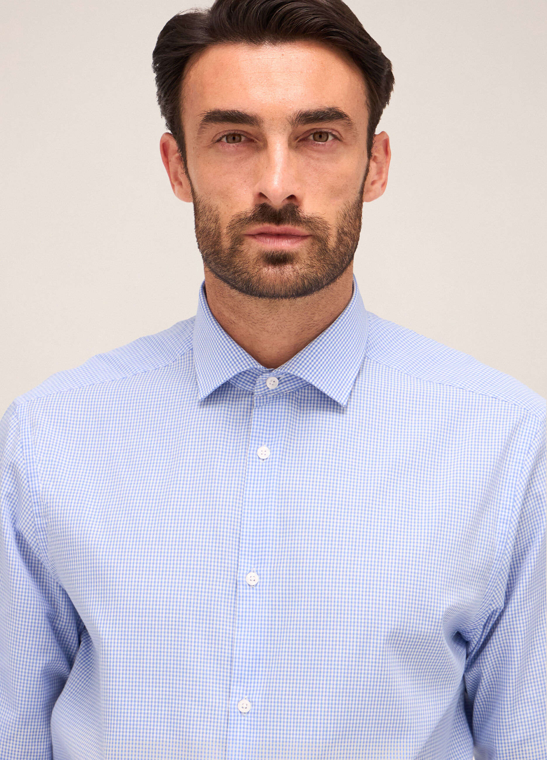 Camicia regular fit colletto classico in misto cotone uomo_2