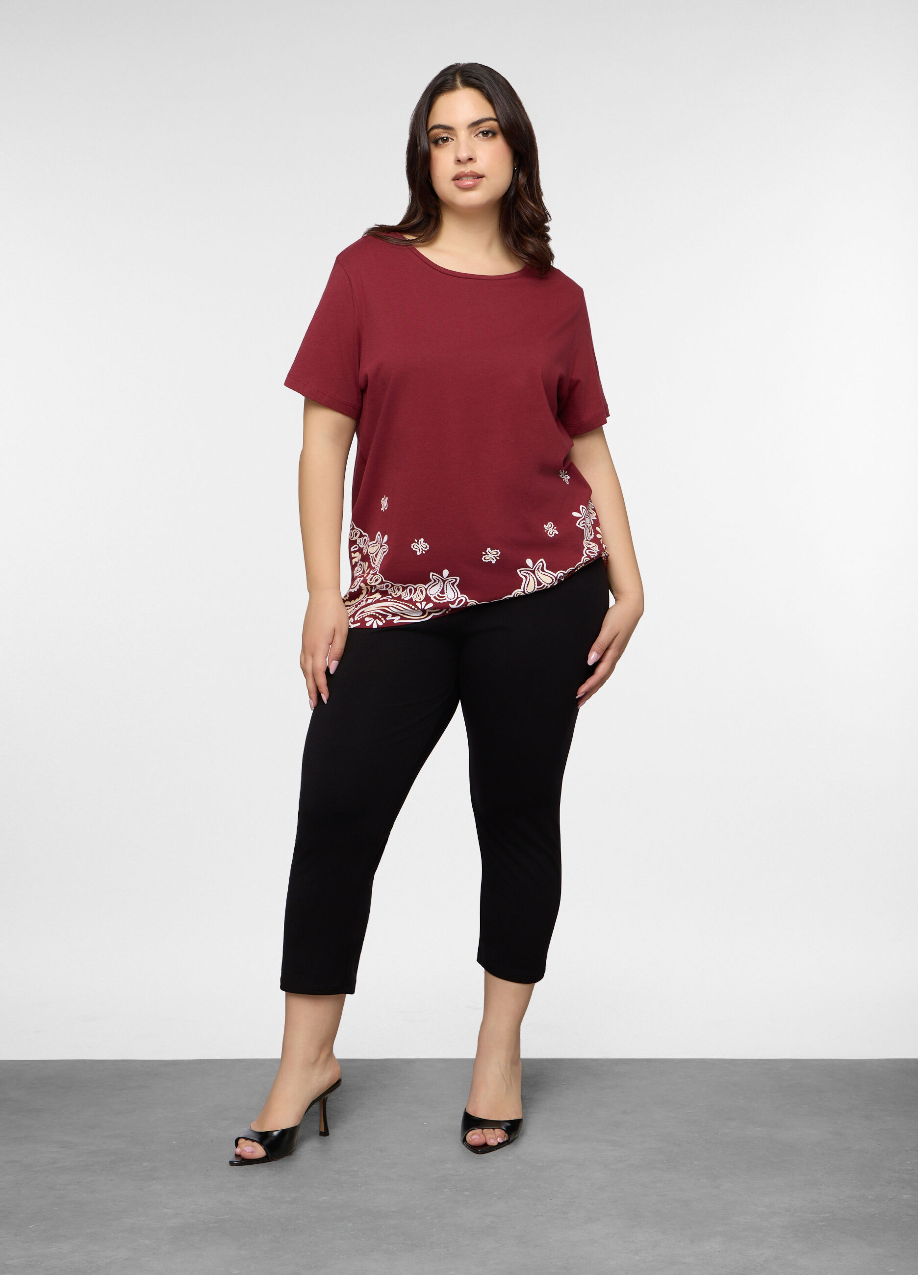 Leggings Capri Fit Regular in jersey di cotone stretch donna curvy_0
