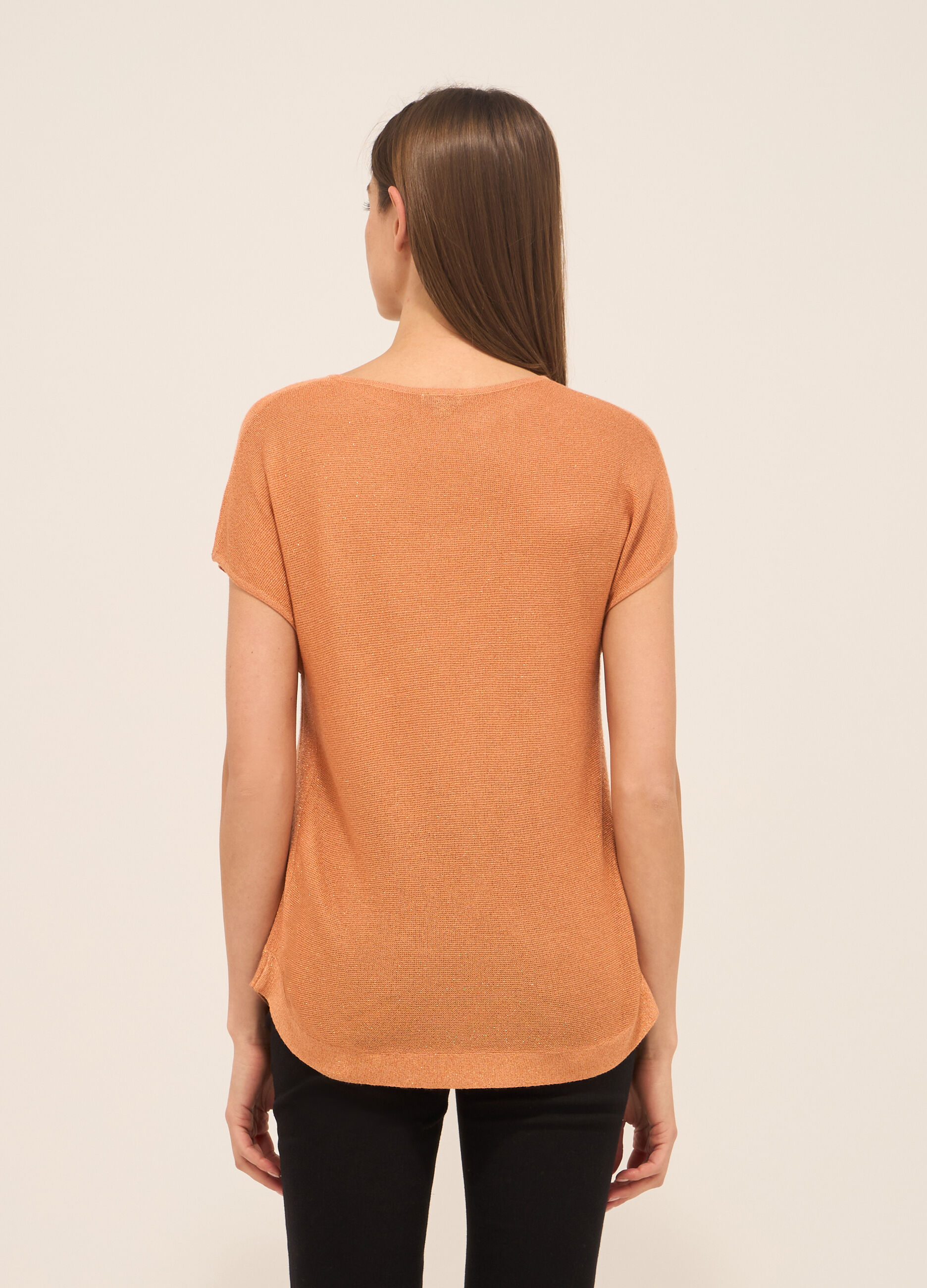 Tricot misto viscosa a maniche corte donna_1