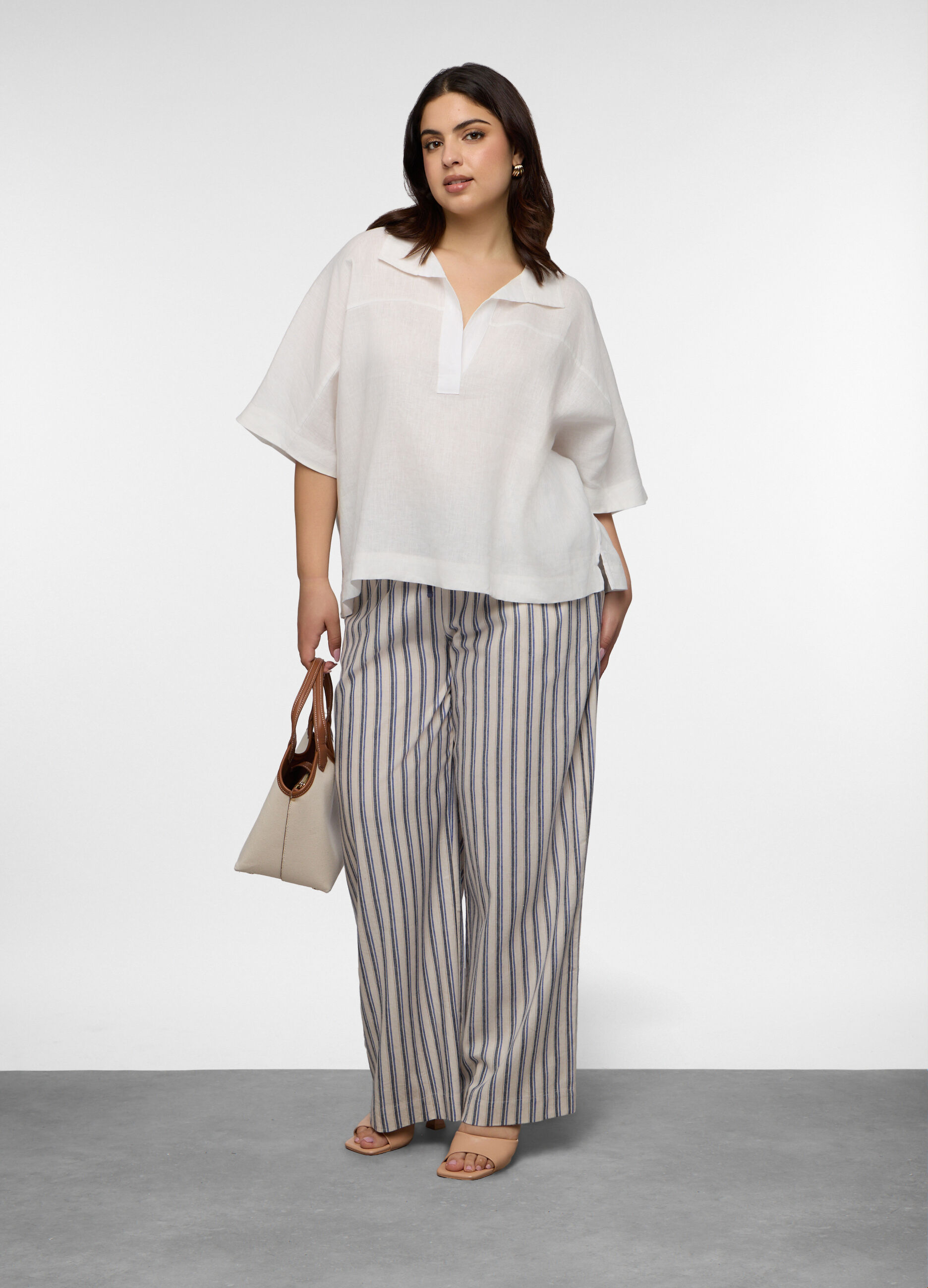 Pantaloni Fit Relaxed misto lino donna curvy_0