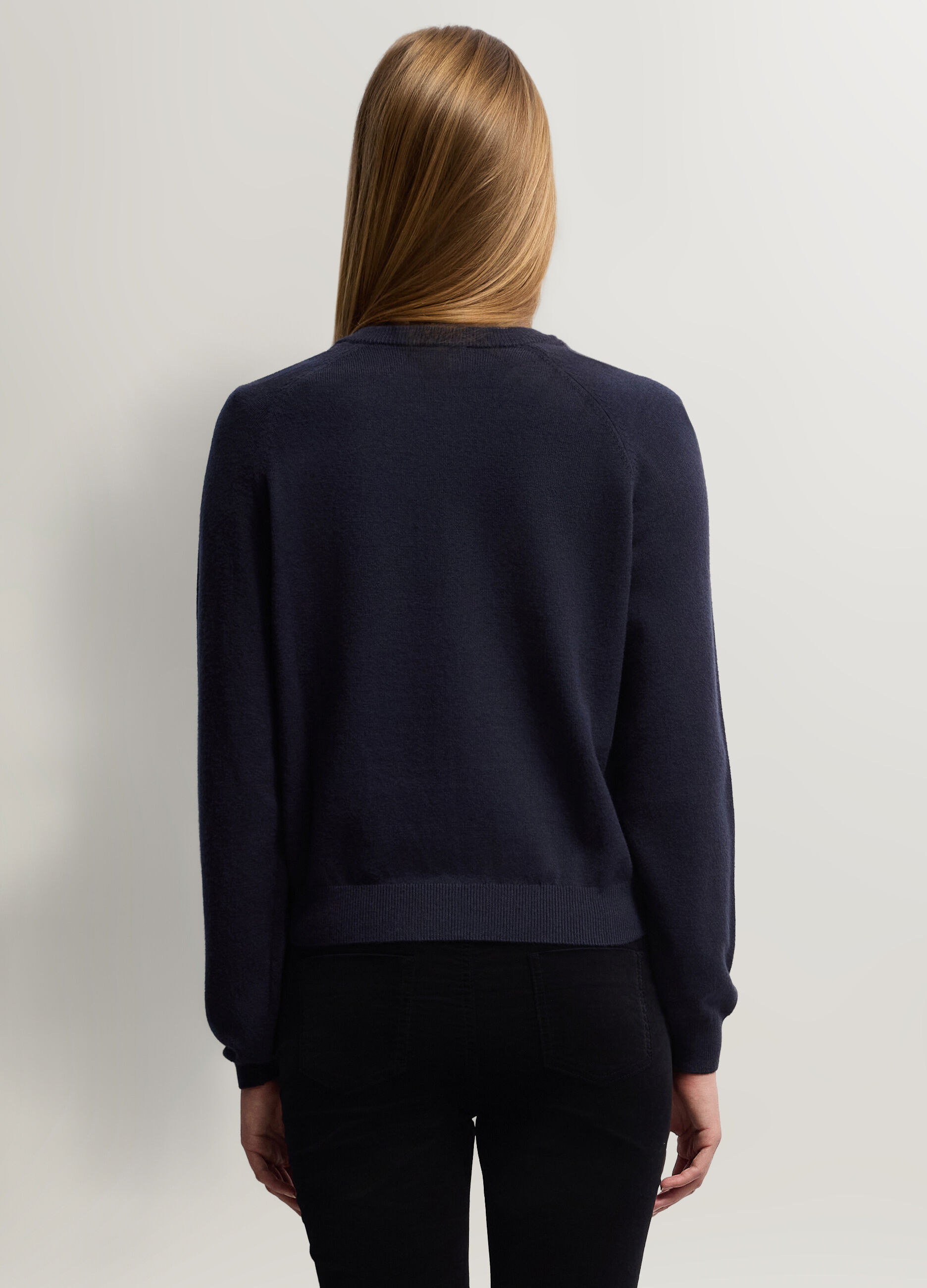 Cardigan girocollo in maglia rasata donna_1