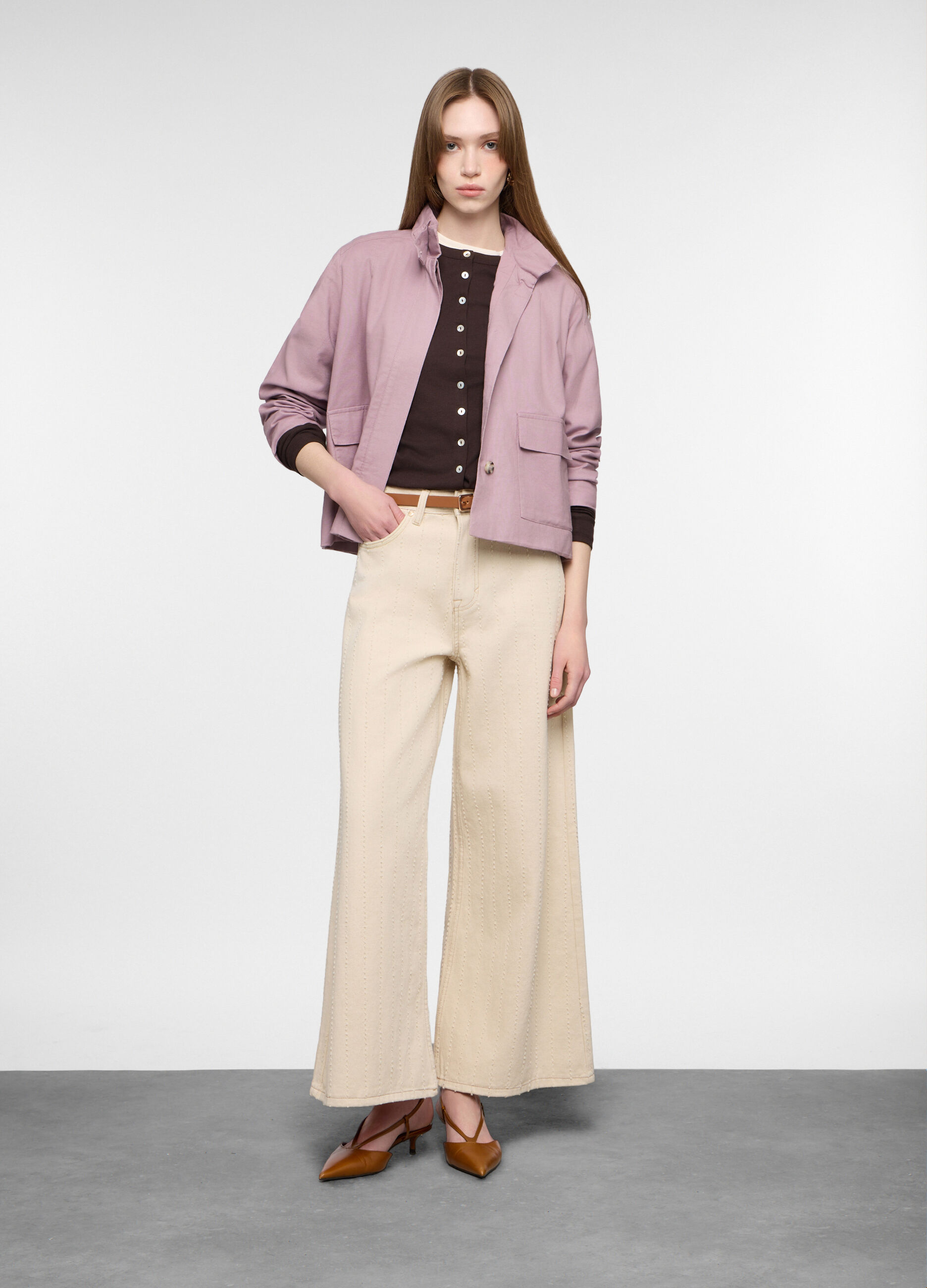 Giacca corta misto lino donna_0