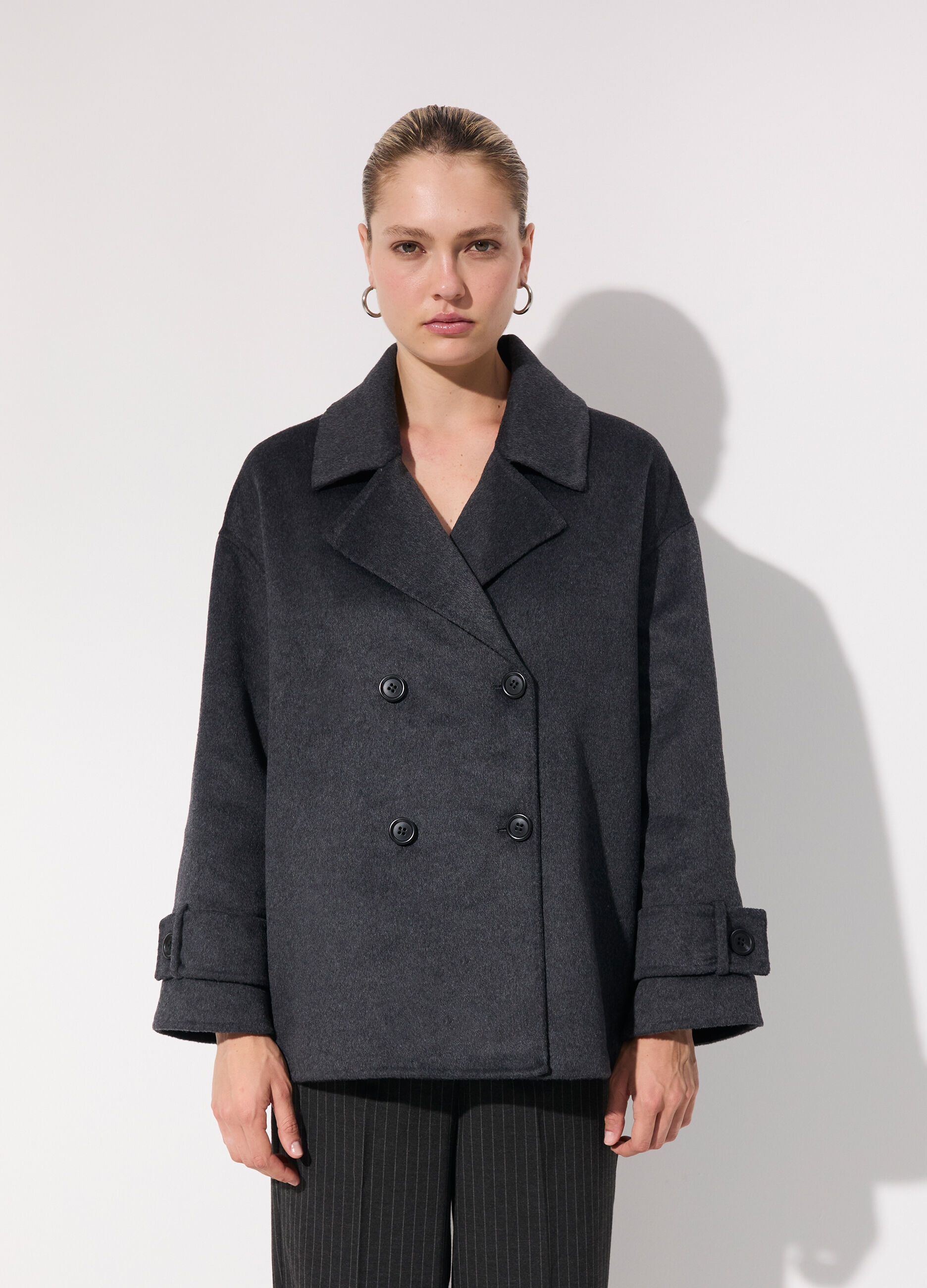 Cappotto corto doppiopetto in misto lana donna_1