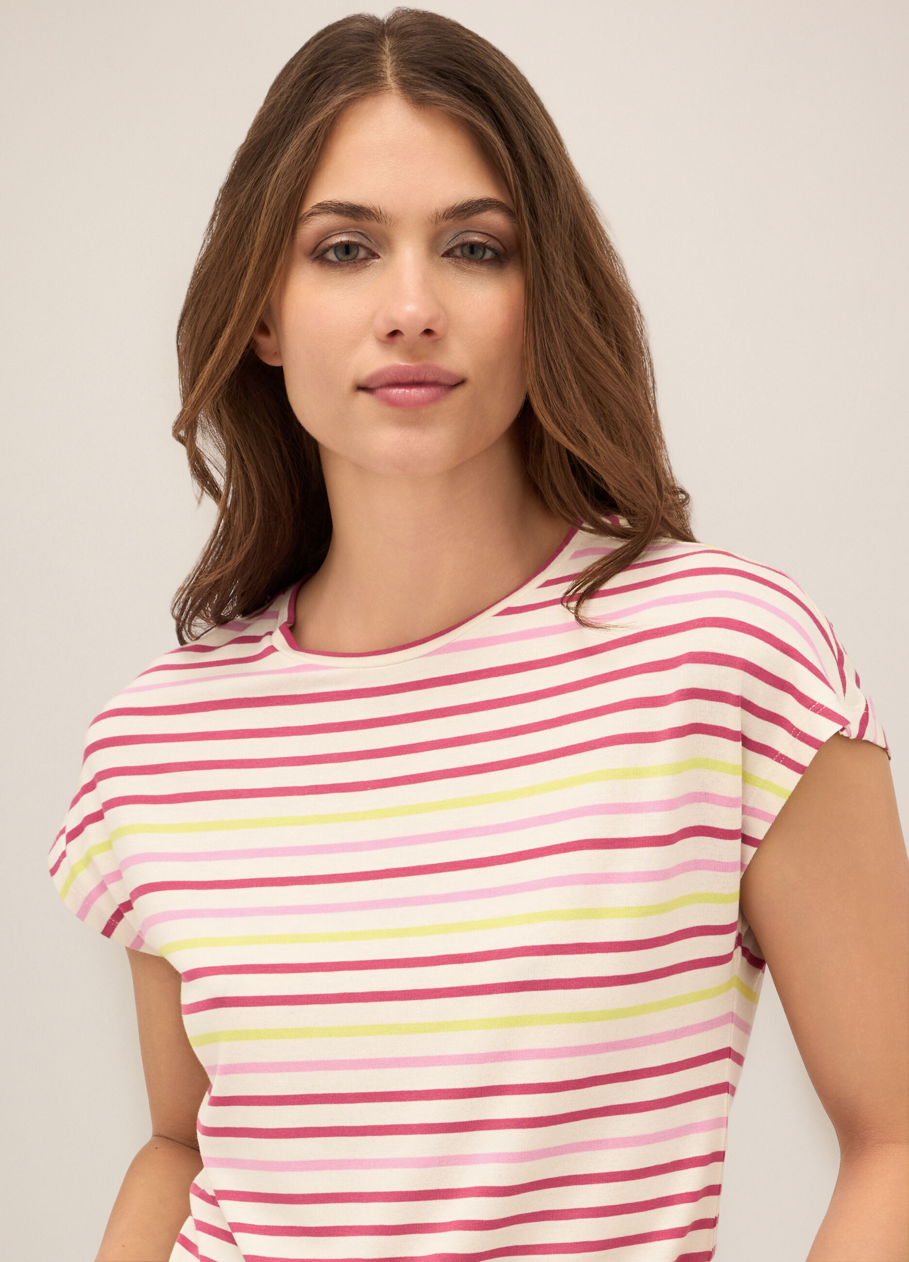 T-shirt a righe in viscosa stretch donna_2