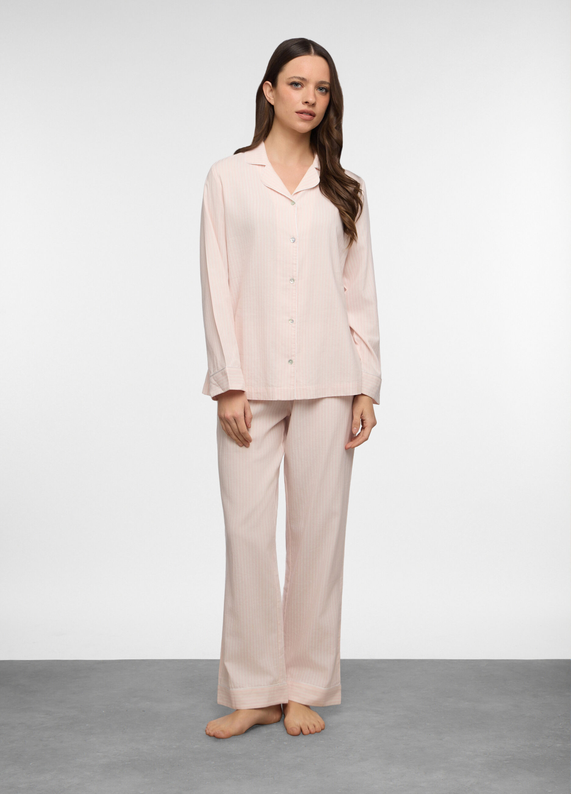 Set pigiama in flanella misto cotone donna_0