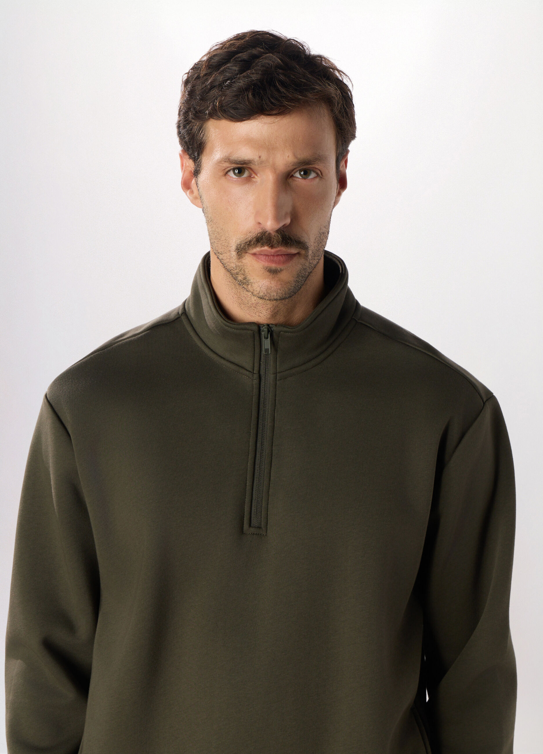 Felpa in puro cotone con zip uomo_2