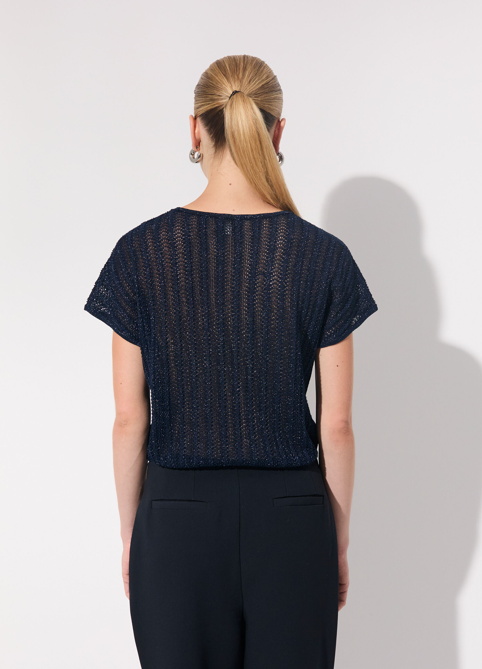 Tricot kimono a maniche corte in filo lurex donna_2