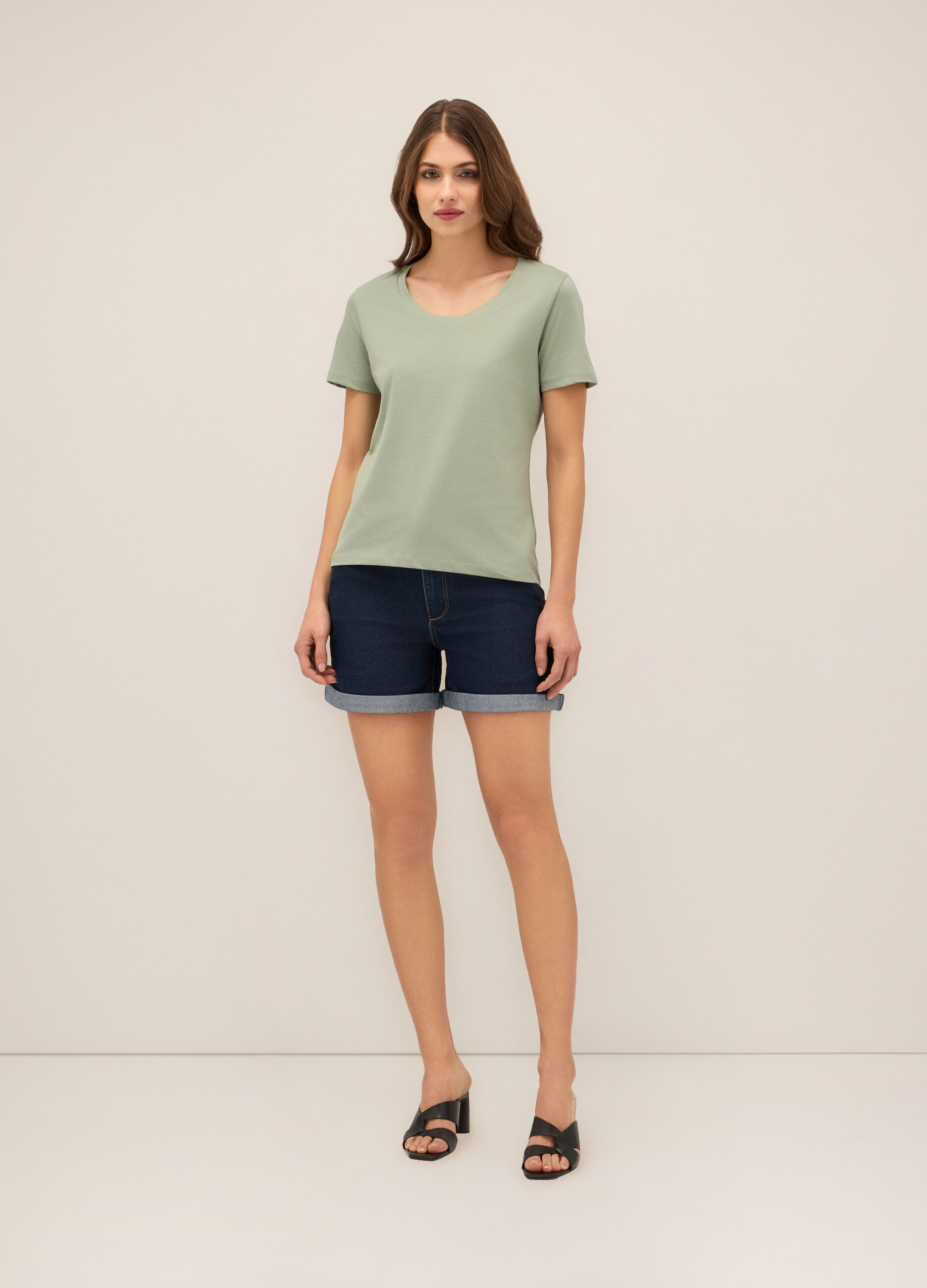 Shorts in stretch denim donna_0