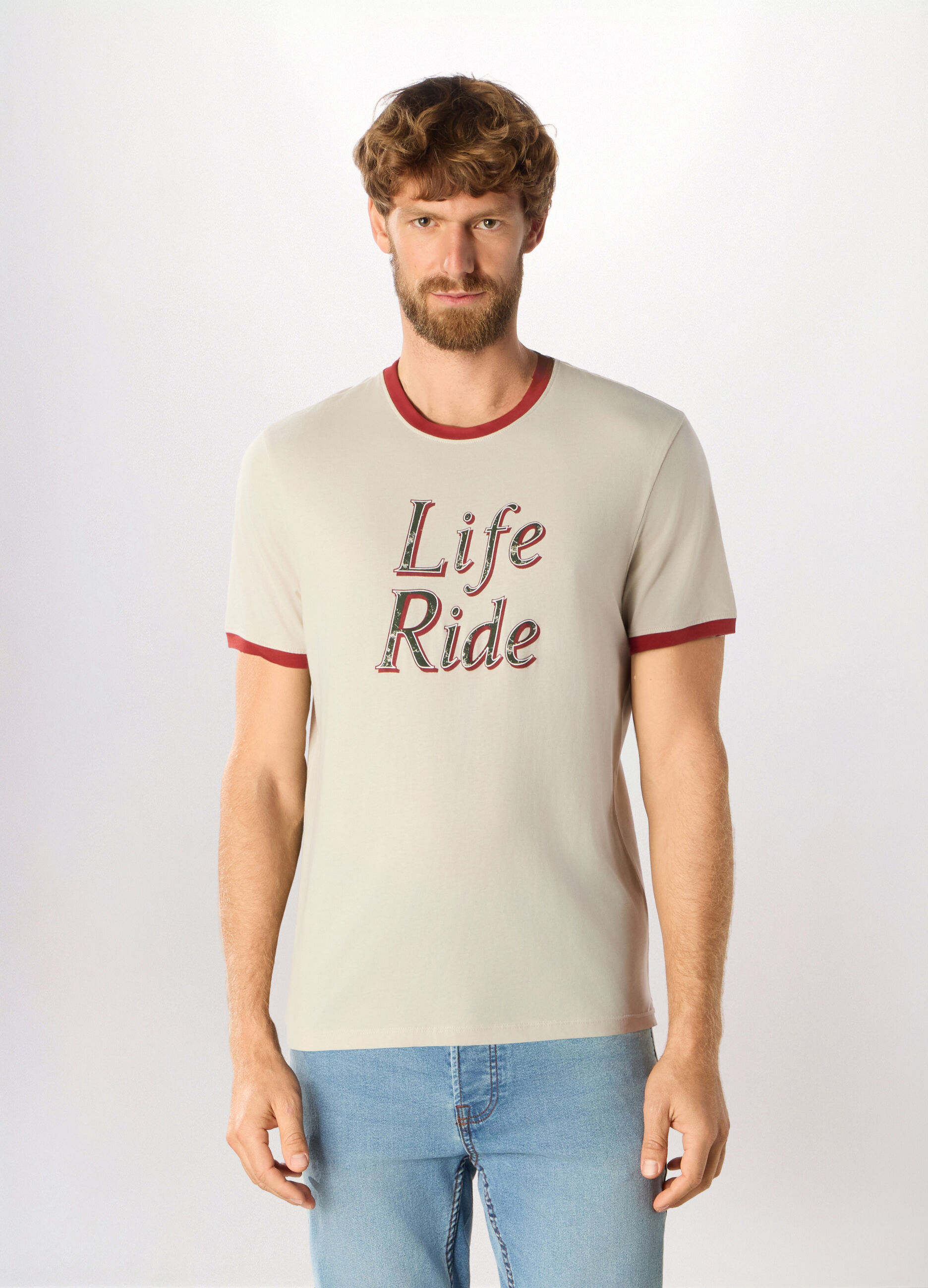 T-shirt girocollo slim fit con stampa uomo_0