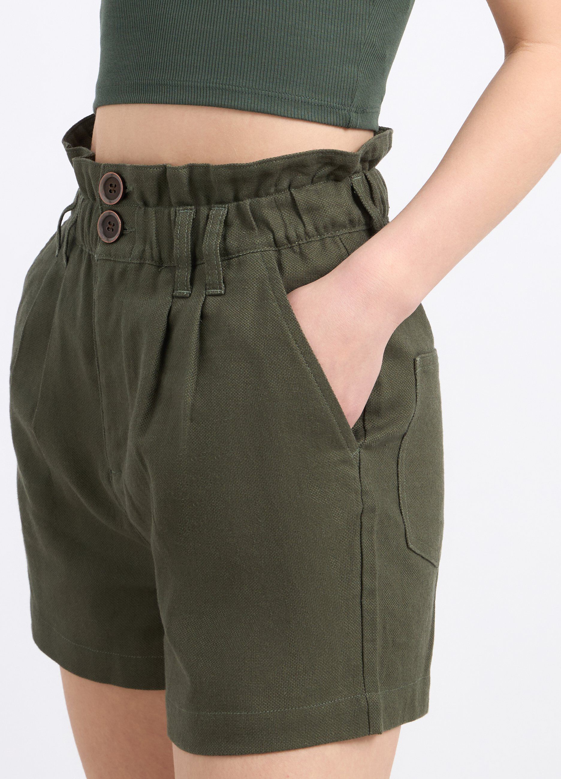 Shorts paperbag in misto lino donna