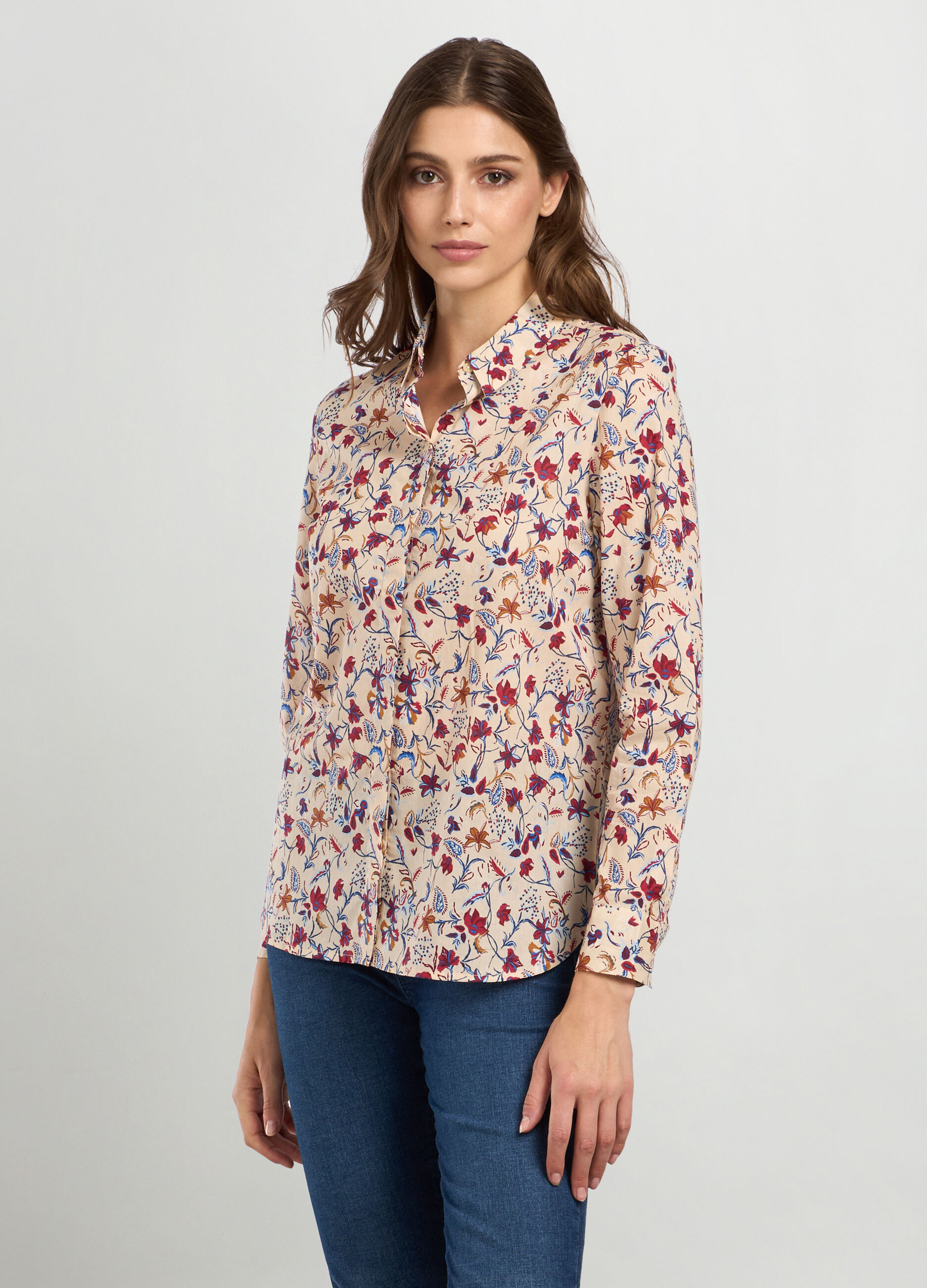 Camicia in puro cotone con stampa donna_0