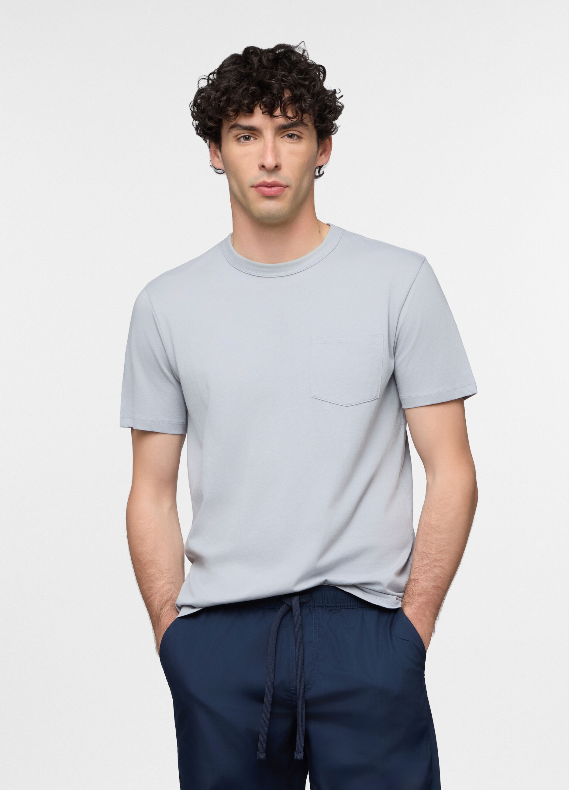 T-shirt girocollo in jersey di puro cotone uomo_0