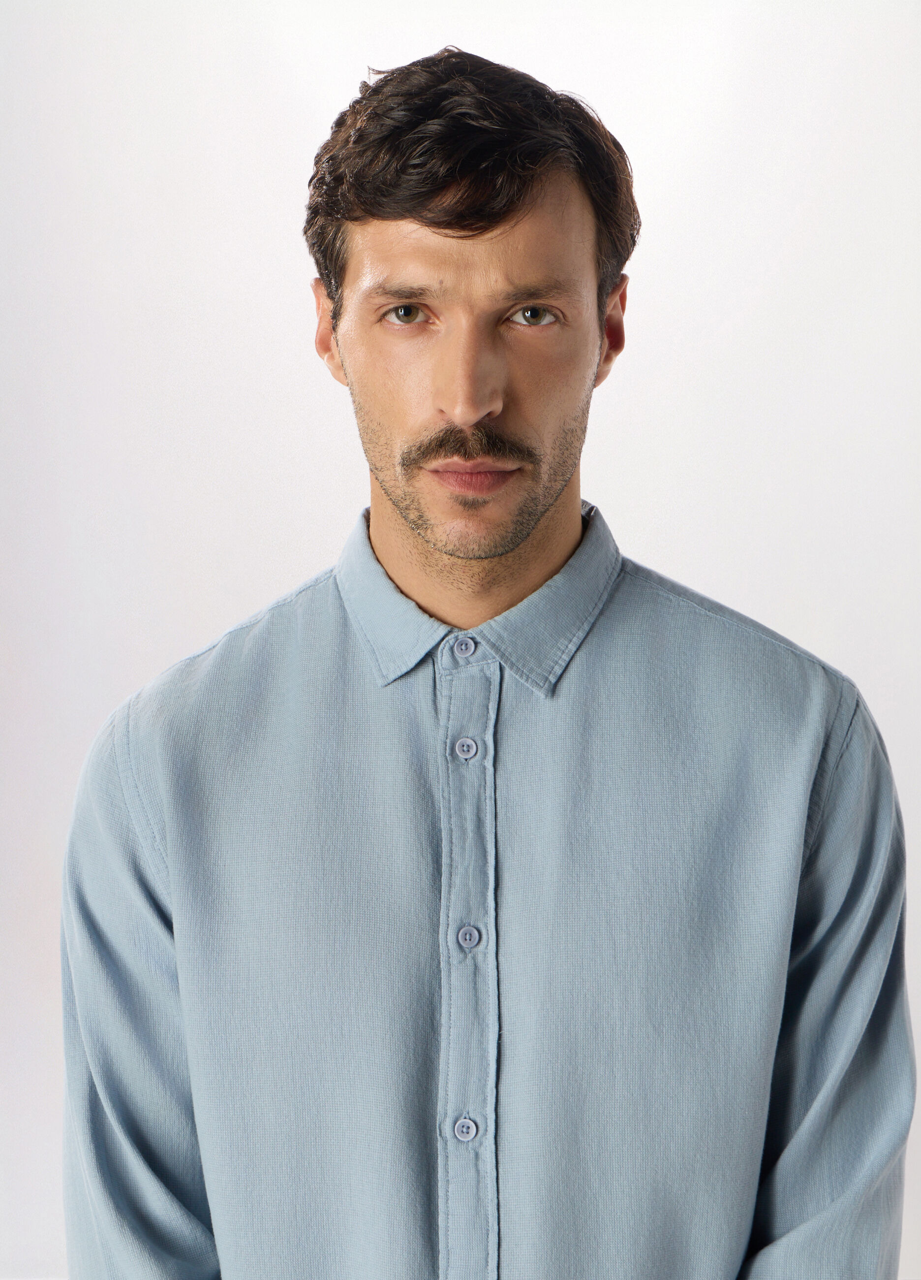 Camicia regular fit in garza di cotone uomo_2