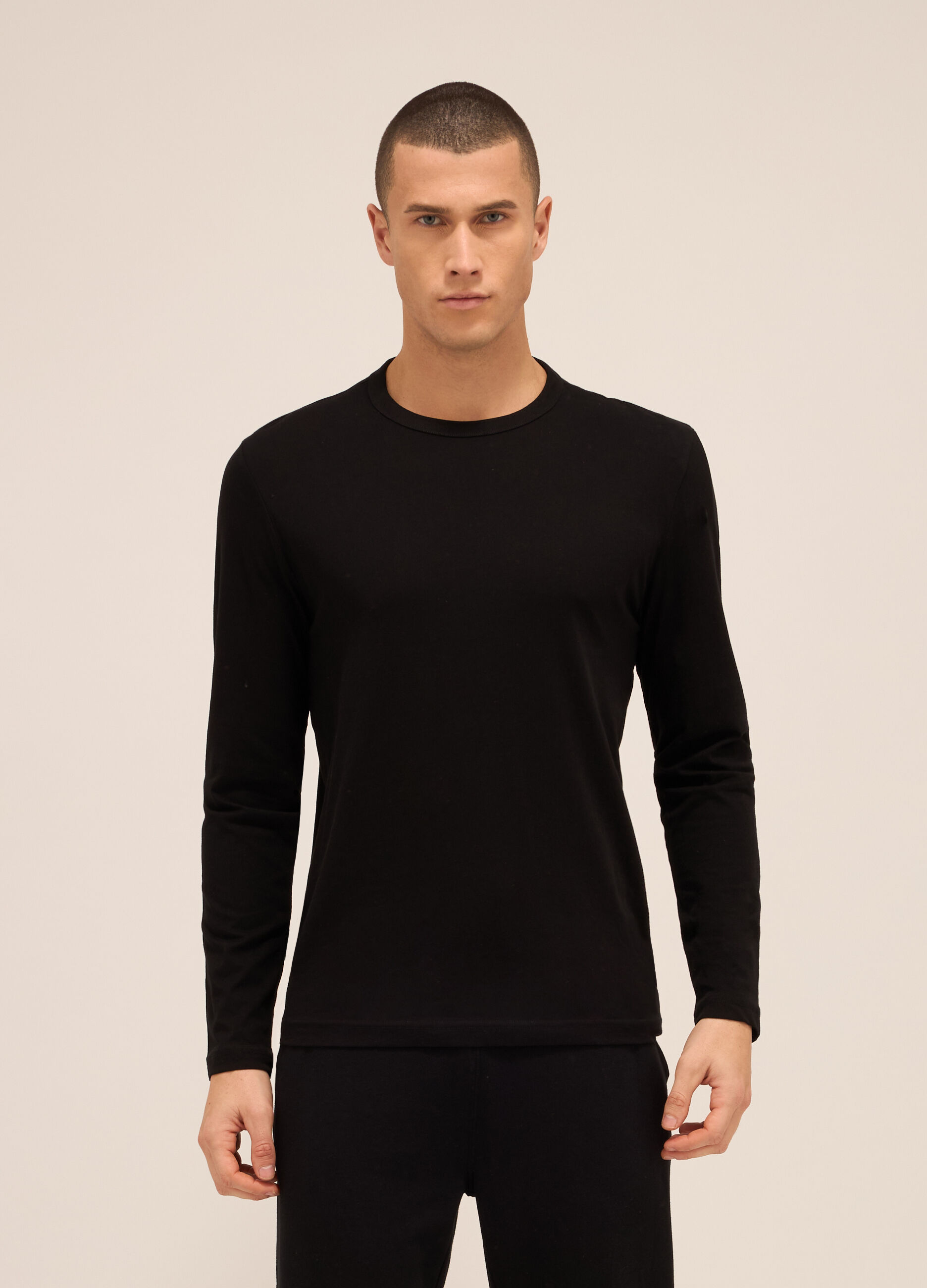 Maglia a maniche lunghe in puro cotone uomo_0