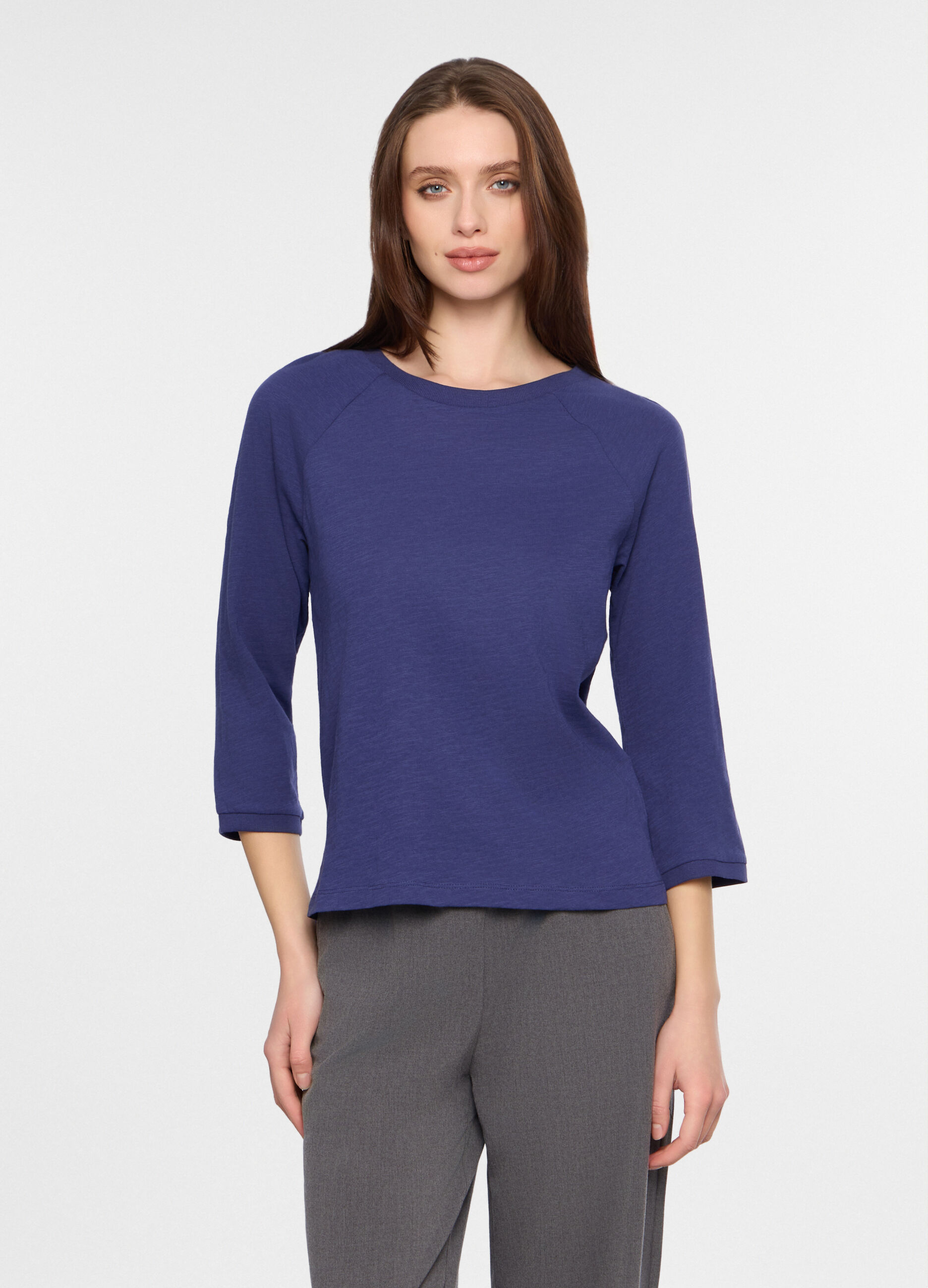 T-shirt in jersey di cotone slub donna_0