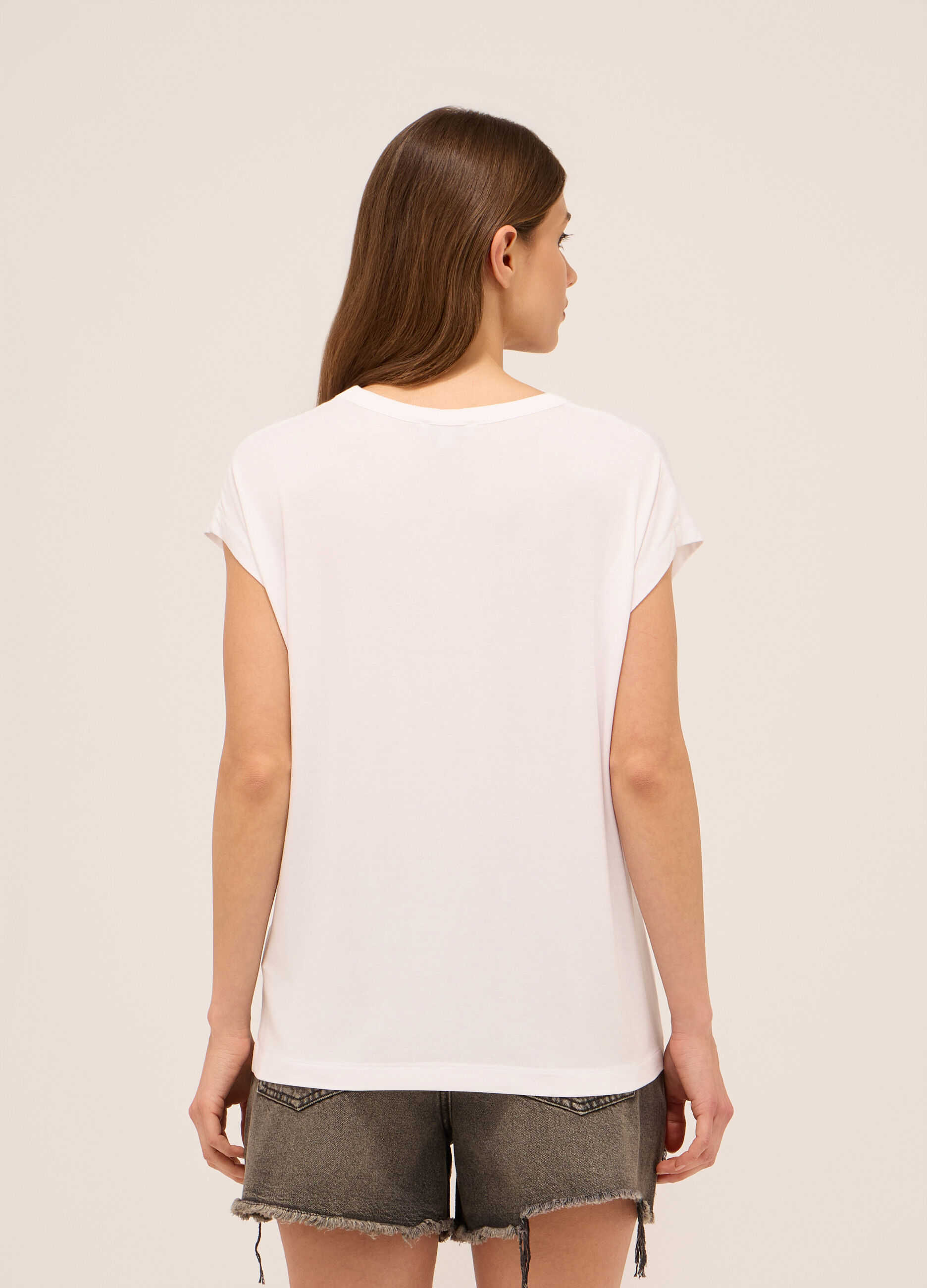 T-shirt in jersey di viscosa stretch donna_1