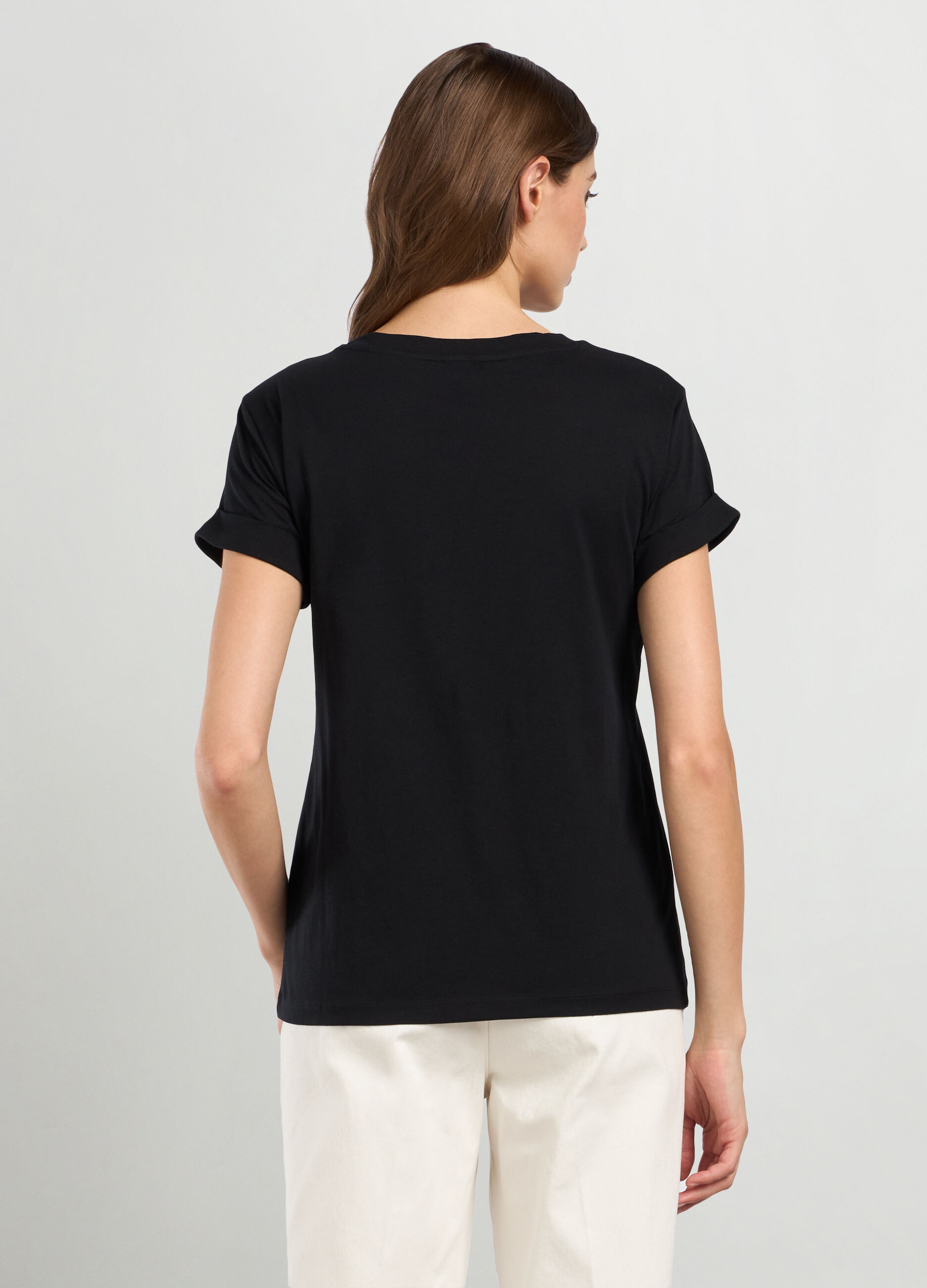T-shirt in jersey di puro cotone donna_1
