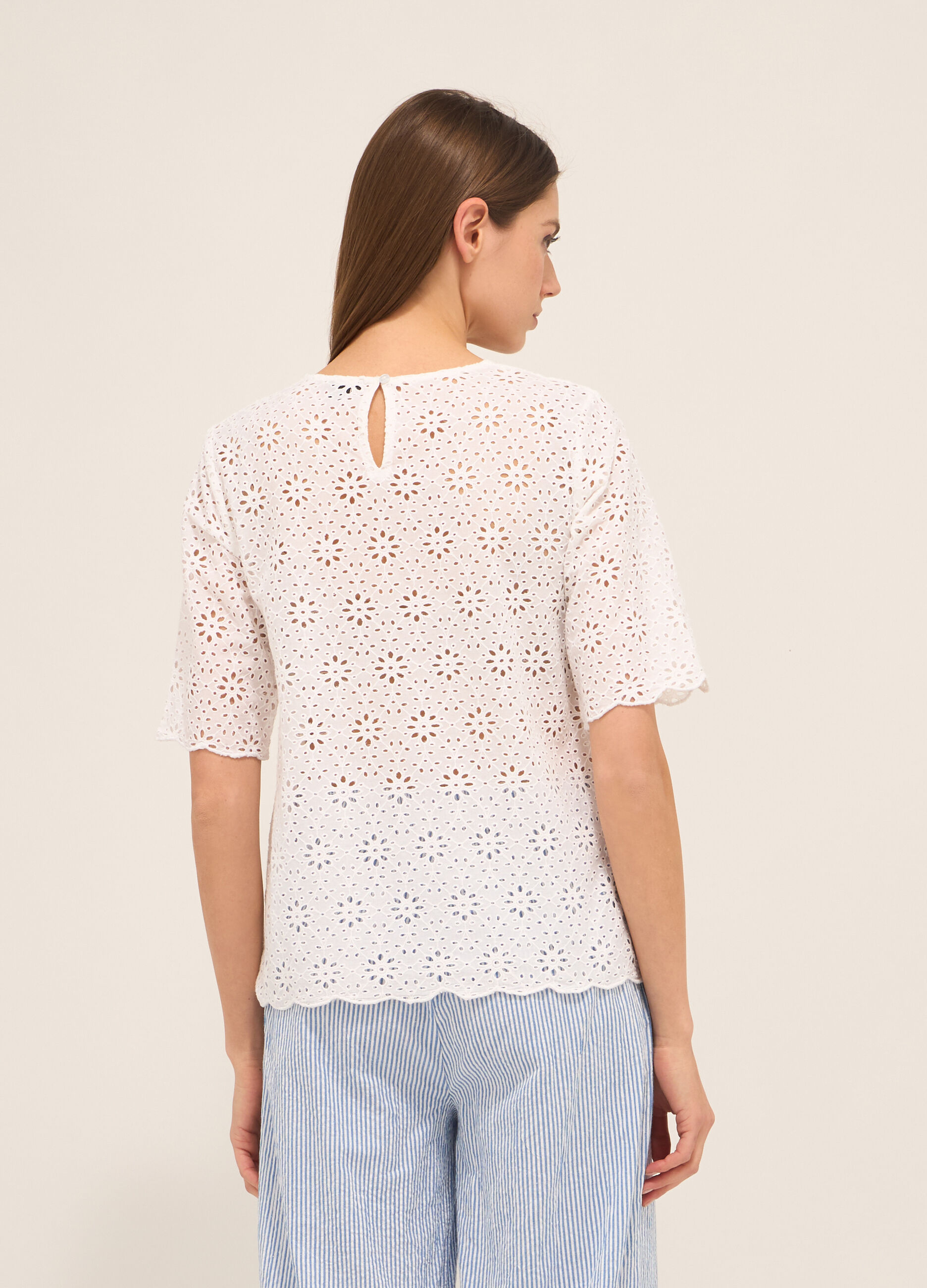Blusa in puro cotone con ricami donna_1