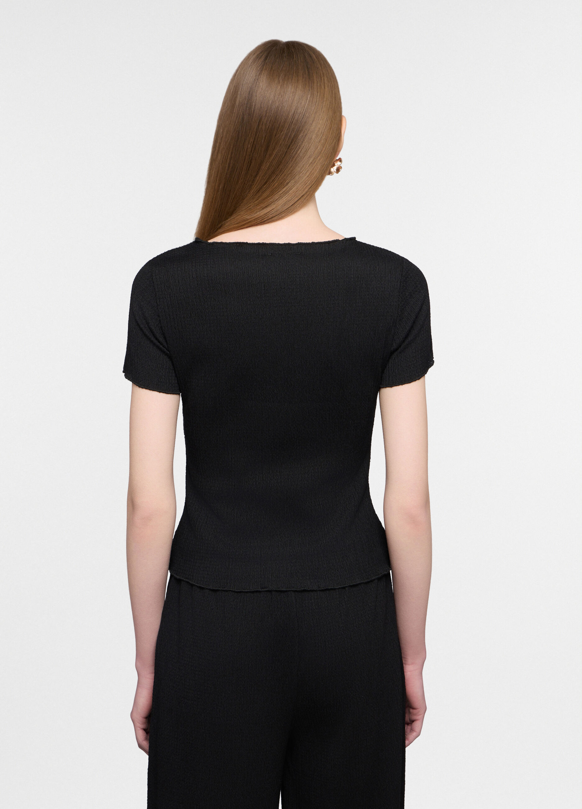 T-shirt girocollo crepe donna_1