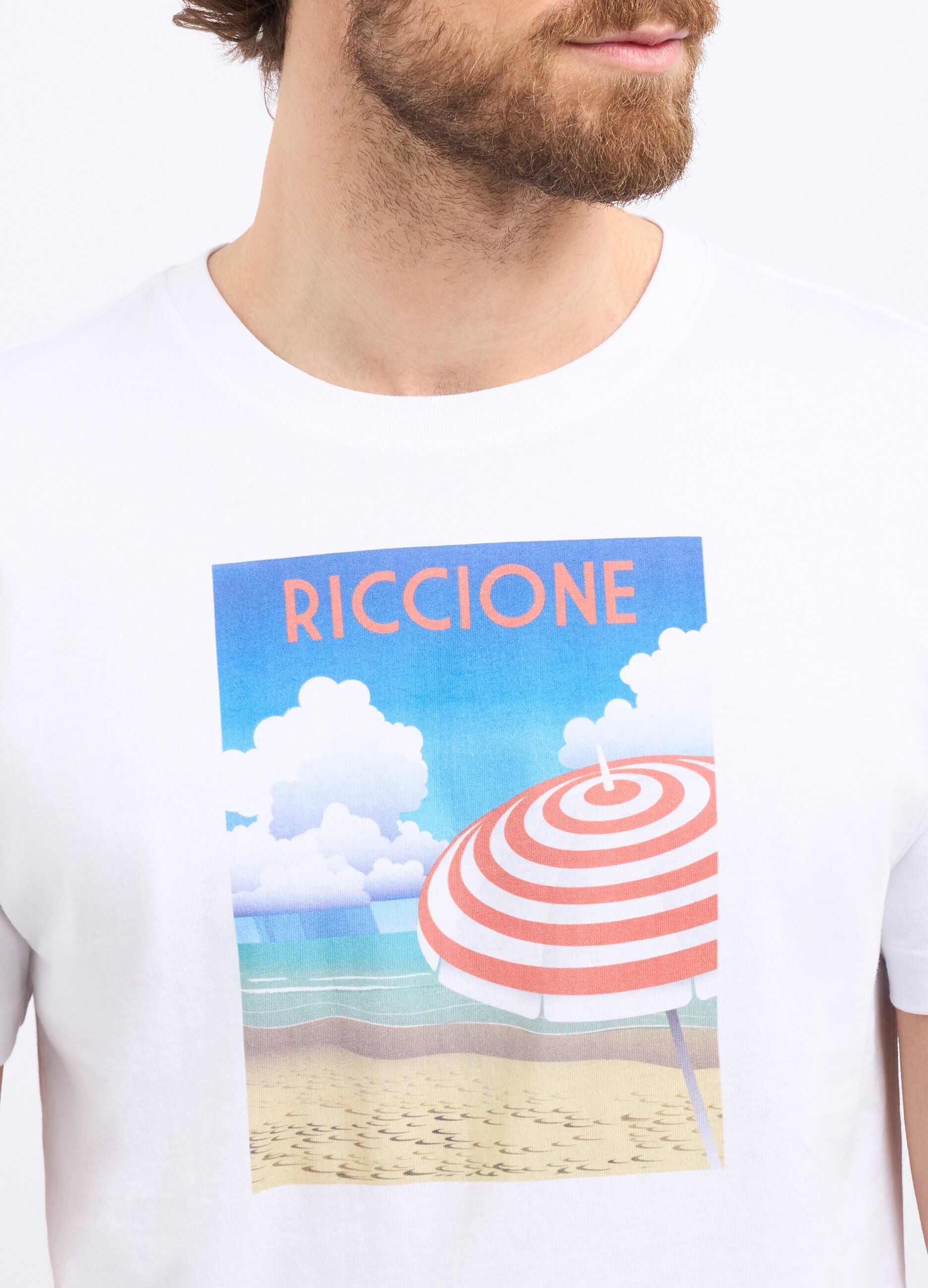 T-shirt girocollo in puro cotone con stampa uomo_2