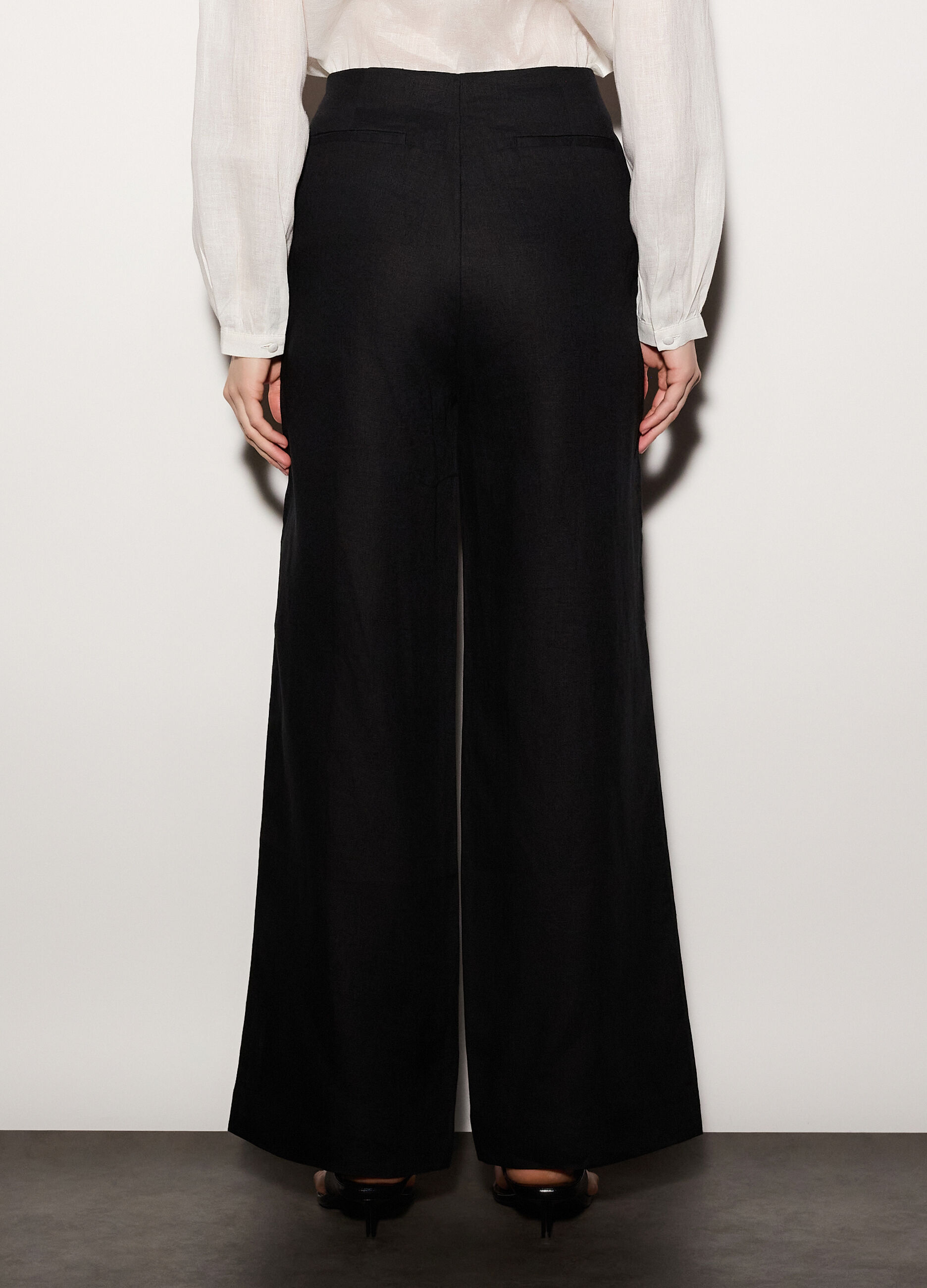 Pantaloni regular fit in puro lino donna_2