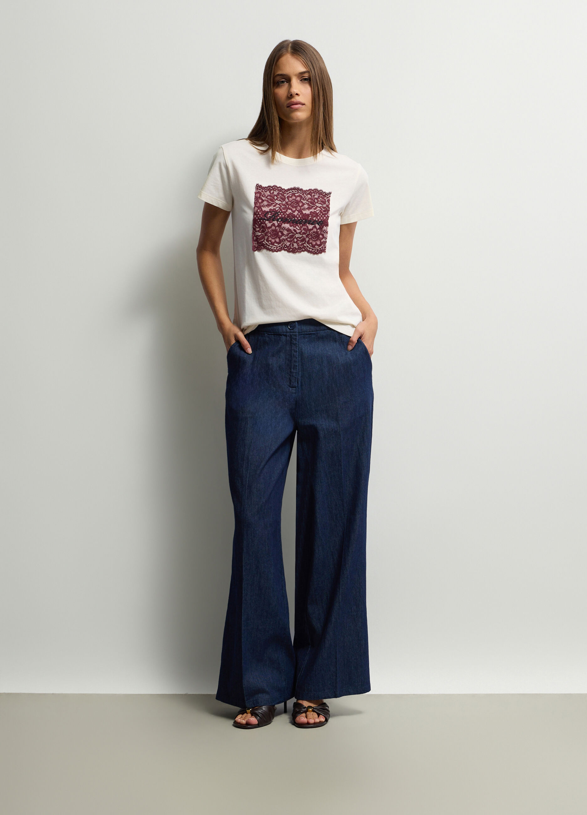 Pantaloni Relaxed Fit in denim di puro cotone donna_0