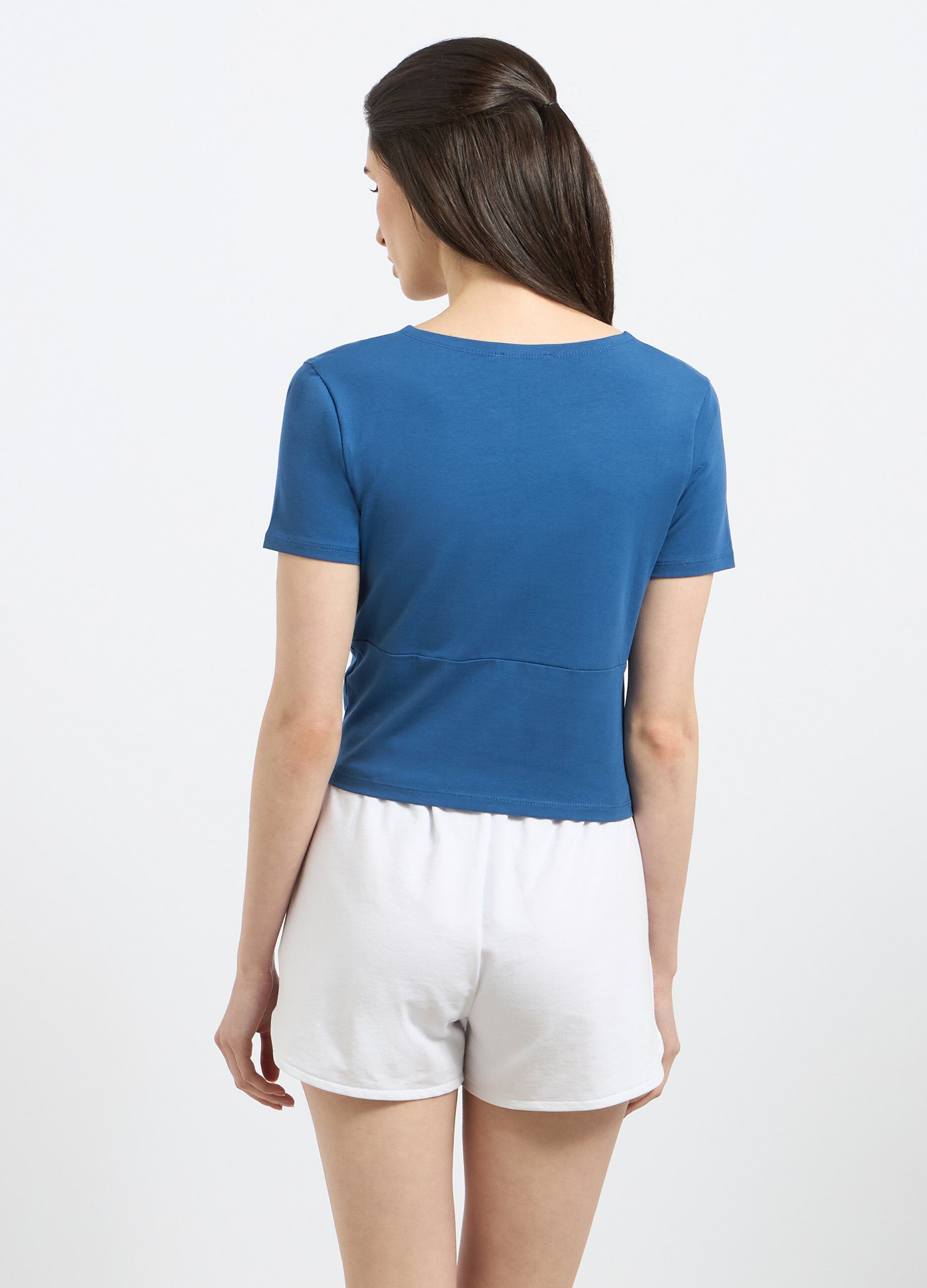 T-shirt cropped in cotone stretch donna_1
