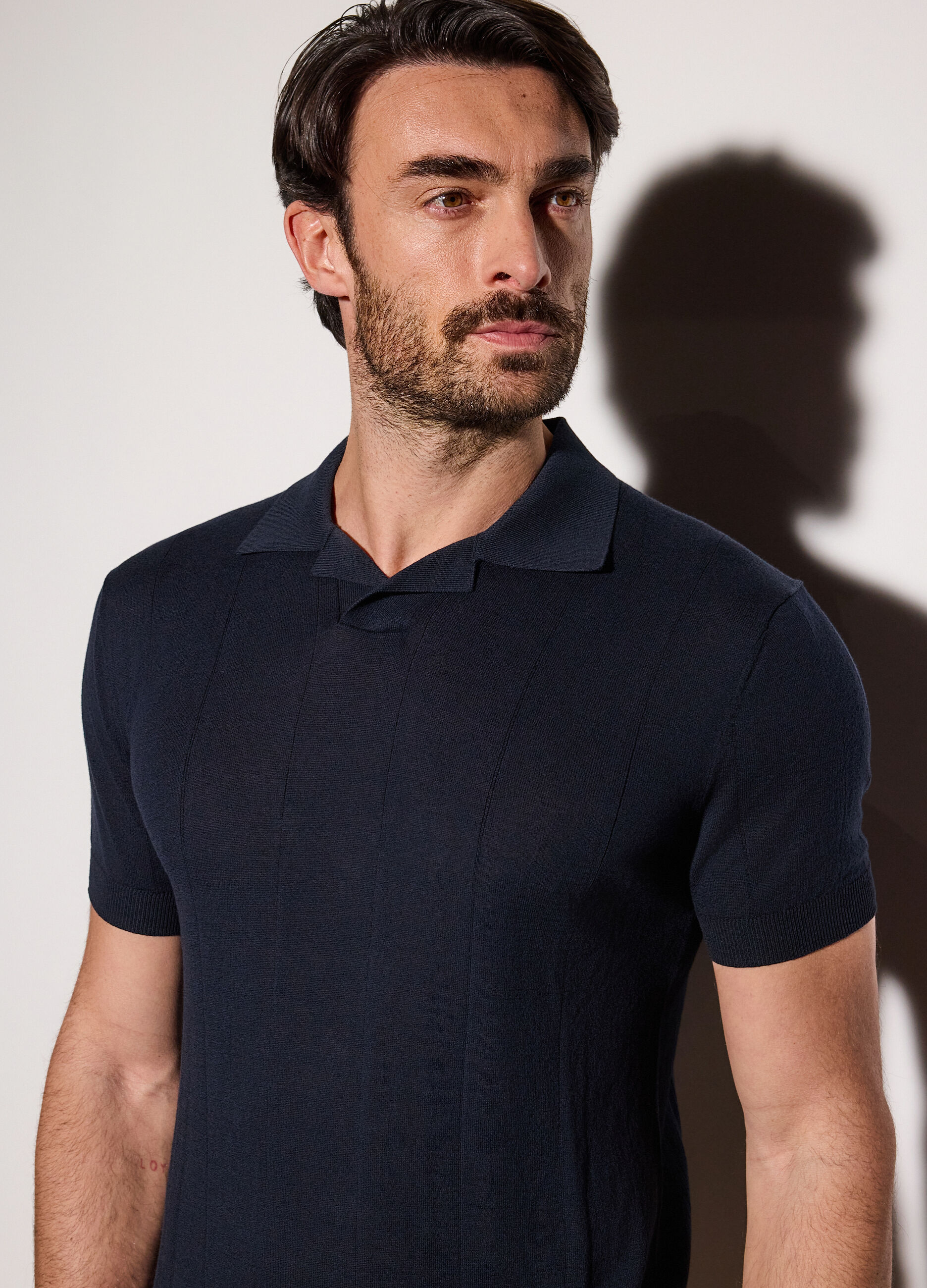 Polo a maniche corte a coste piatte uomo_2