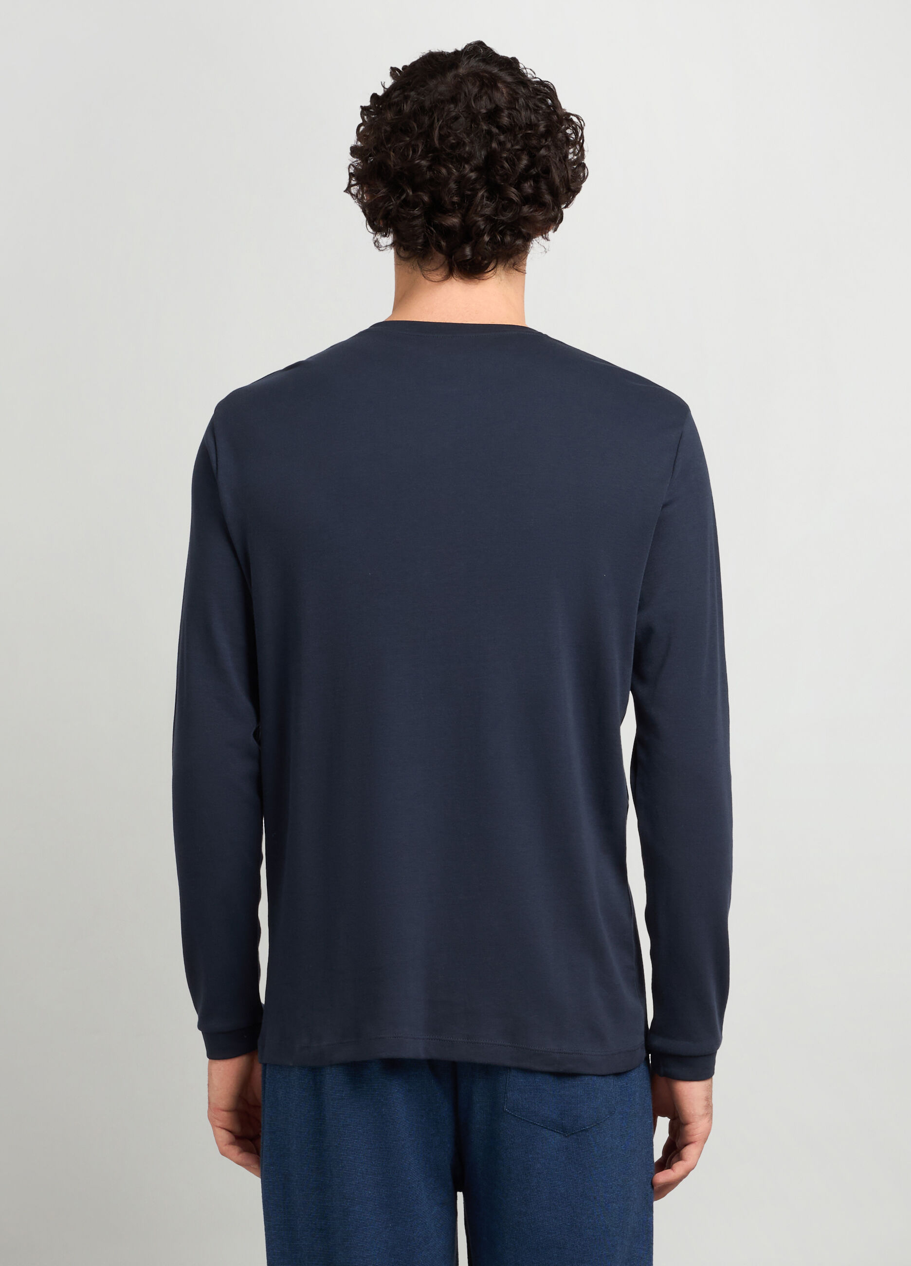 Maglia collo serafino in puro cotone uomo_1