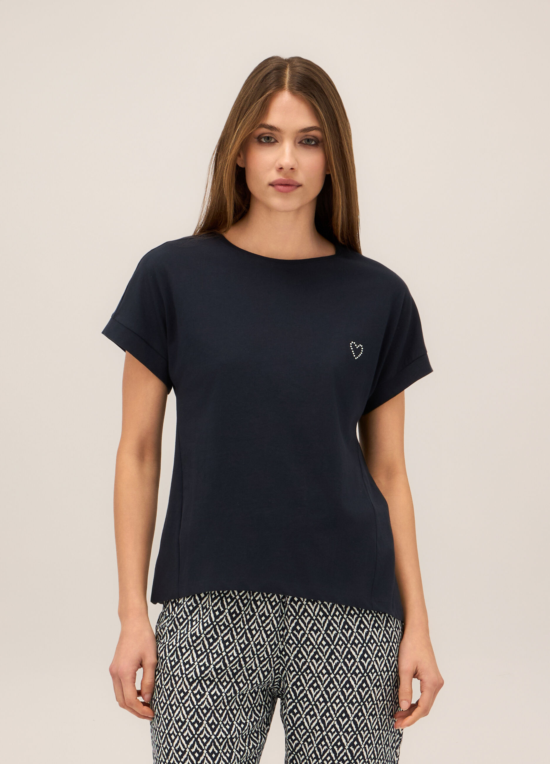 T-shirt in jersey di puro cotone donna_0