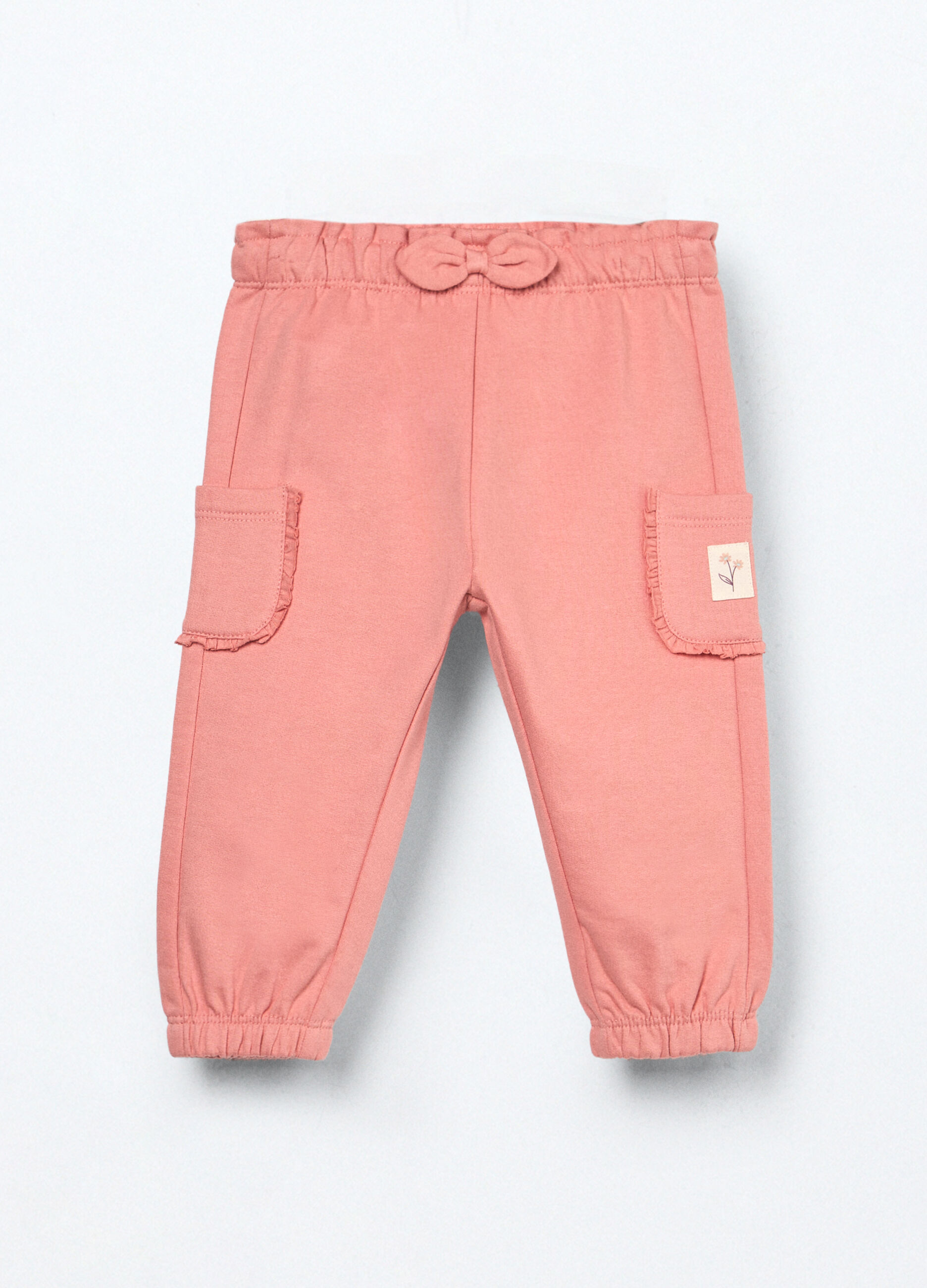 Joggers cargo in felpa di puro cotone neonata_0