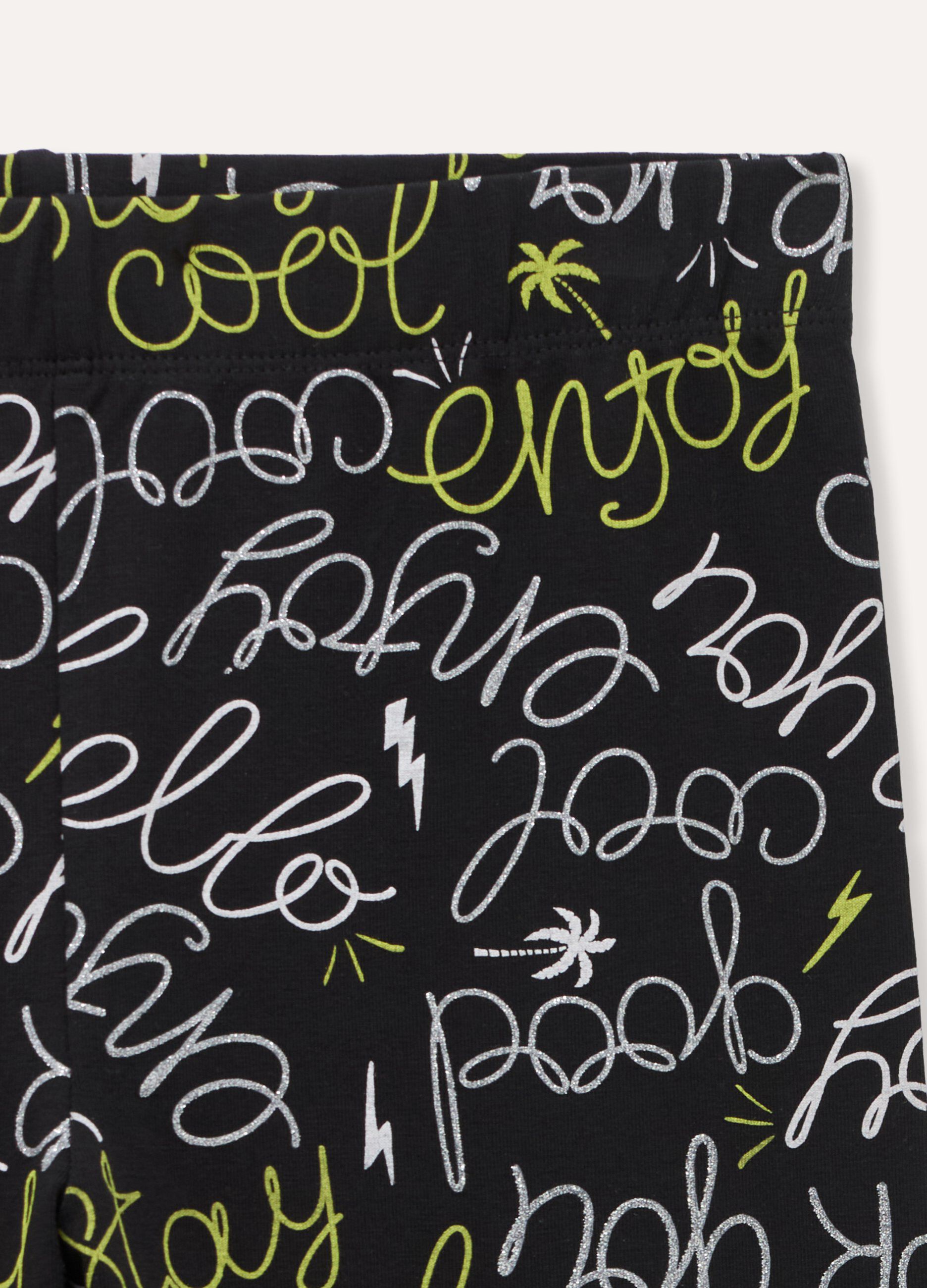 Leggings in cotone stretch stampato ragazza_1