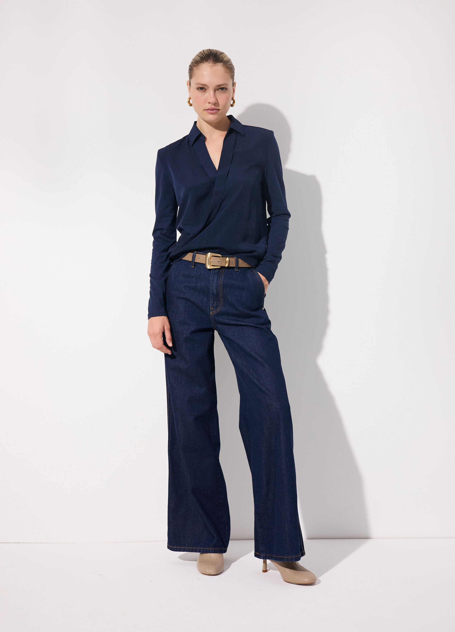 Maglietta a maniche lunghe in cotone e modal donna_0