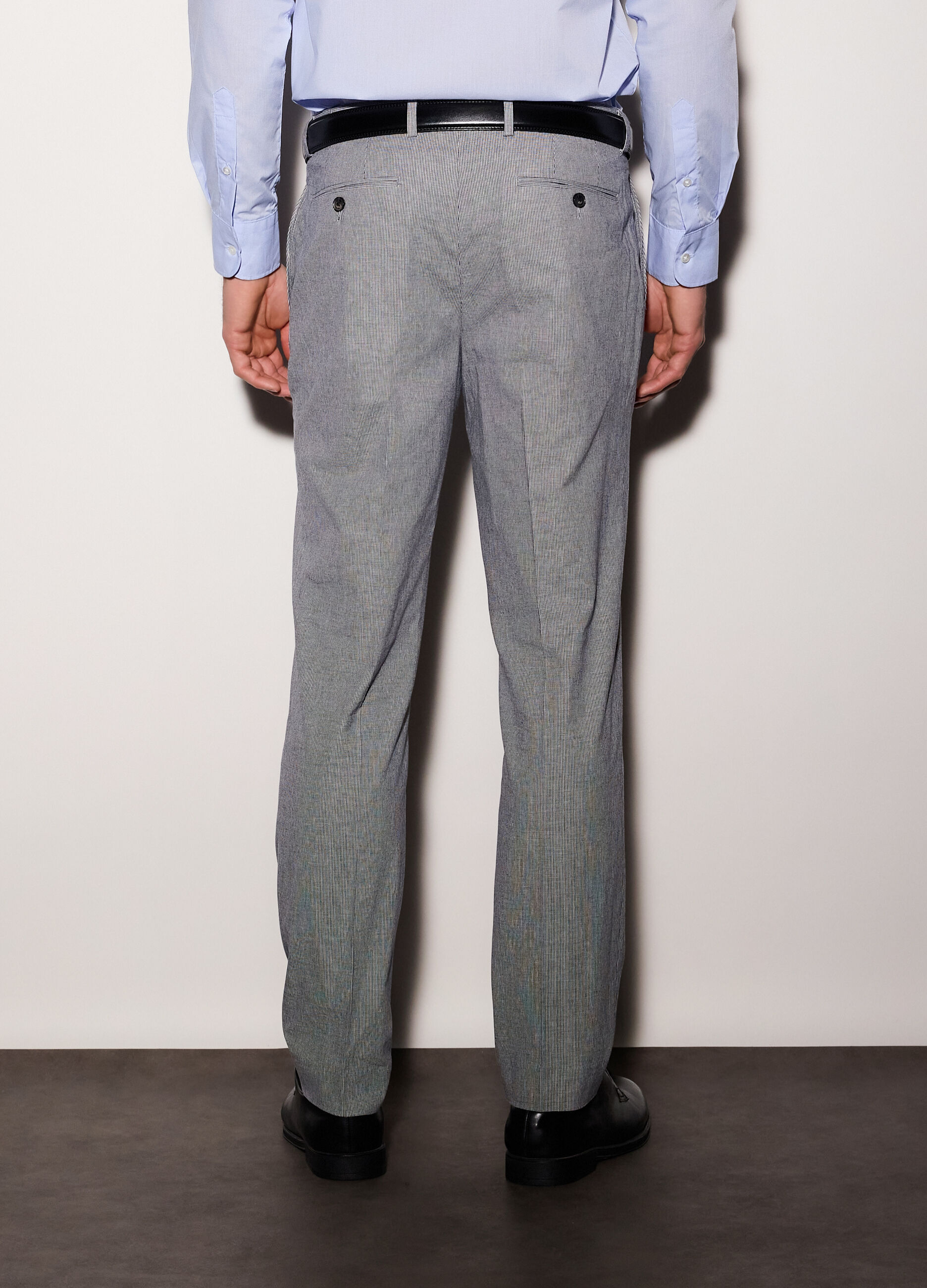 Pantalone slim fit in cotone stretch con micromotivo uomo_1