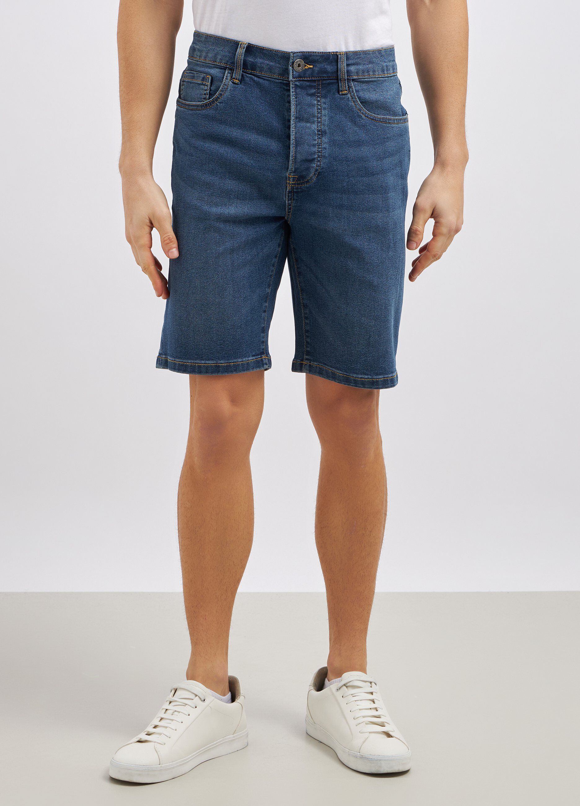 Shorts in denim di misto cotone uomo_1