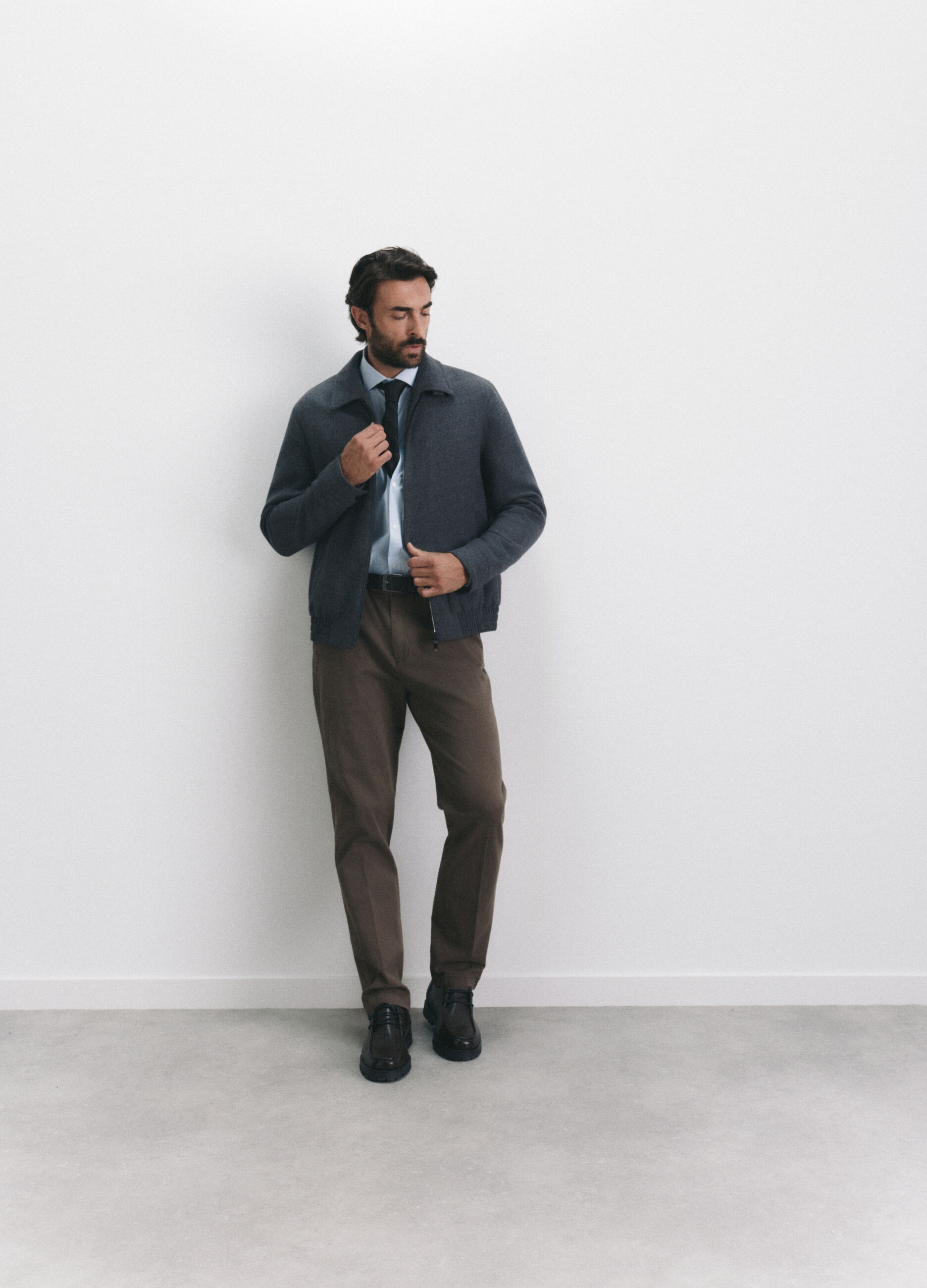 Blouson in flanella m&eacute;lange uomo_0