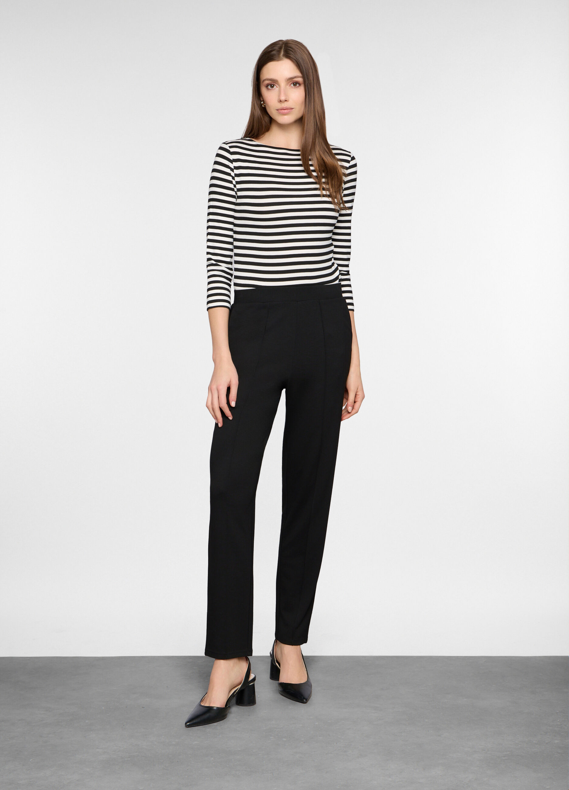 Pantaloni regular fit in jersey stretch donna_0