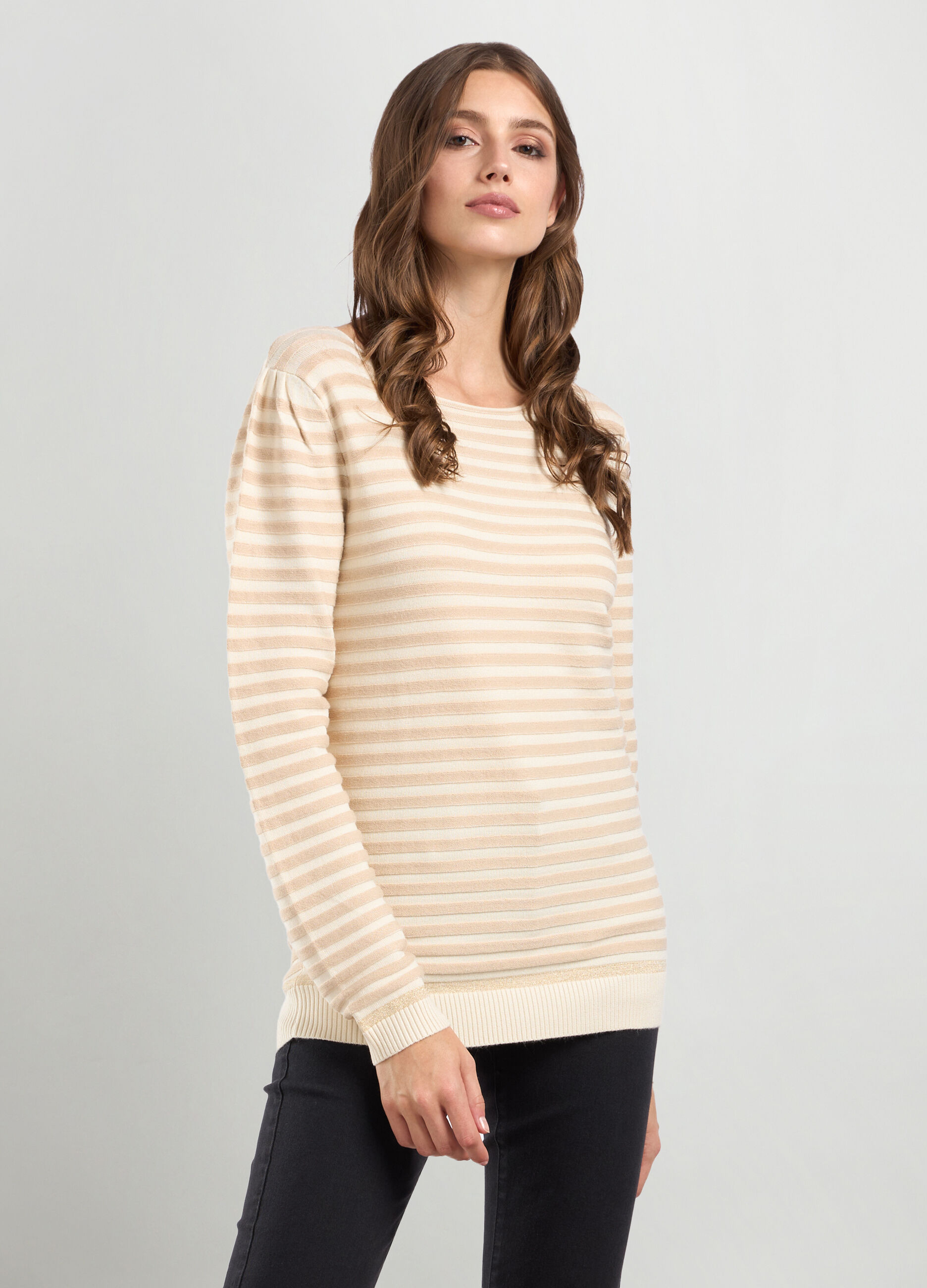 Pullover misto viscosa a righe donna_0