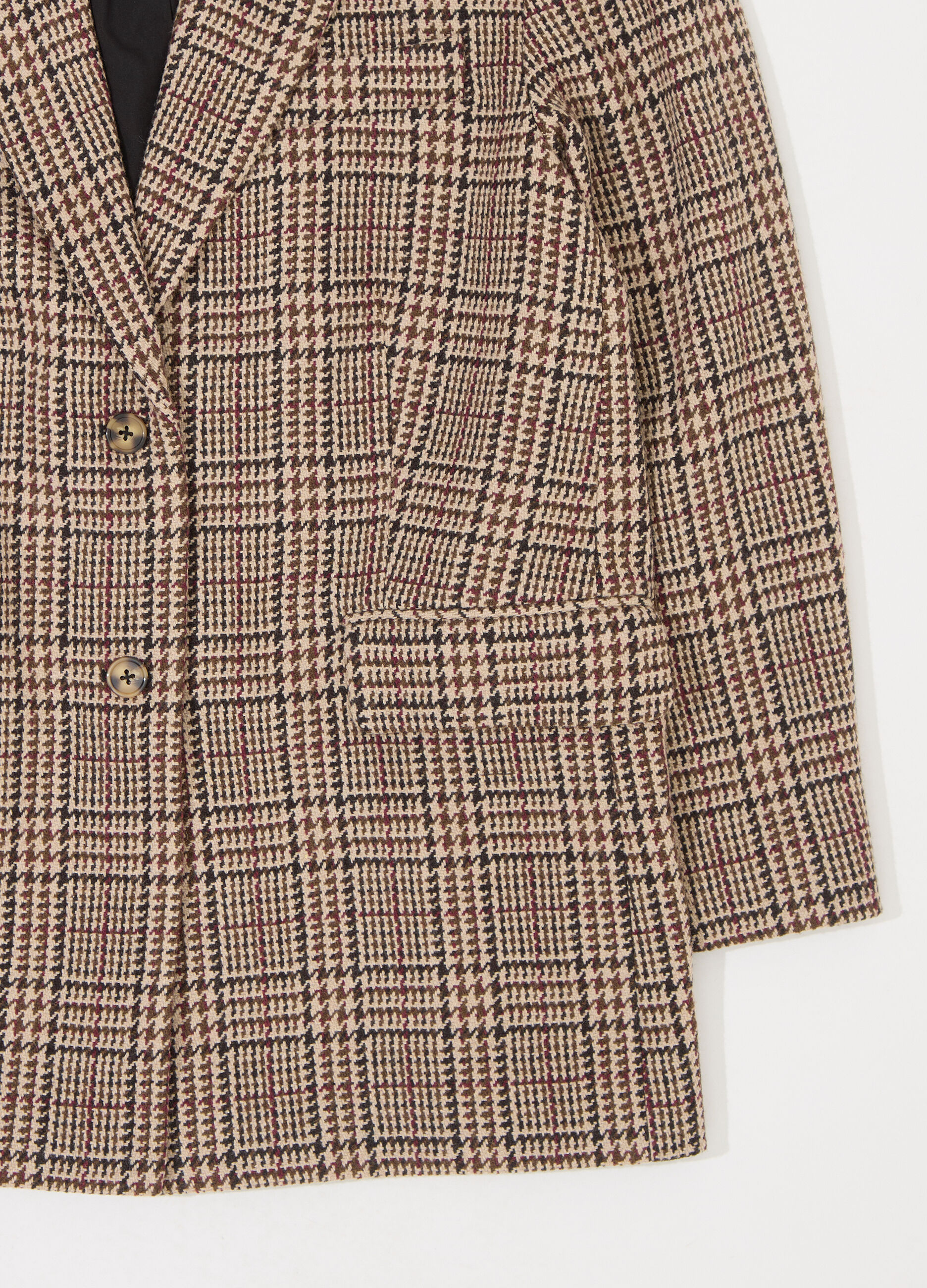 Blazer lungo in misto lana a quadri donna_6