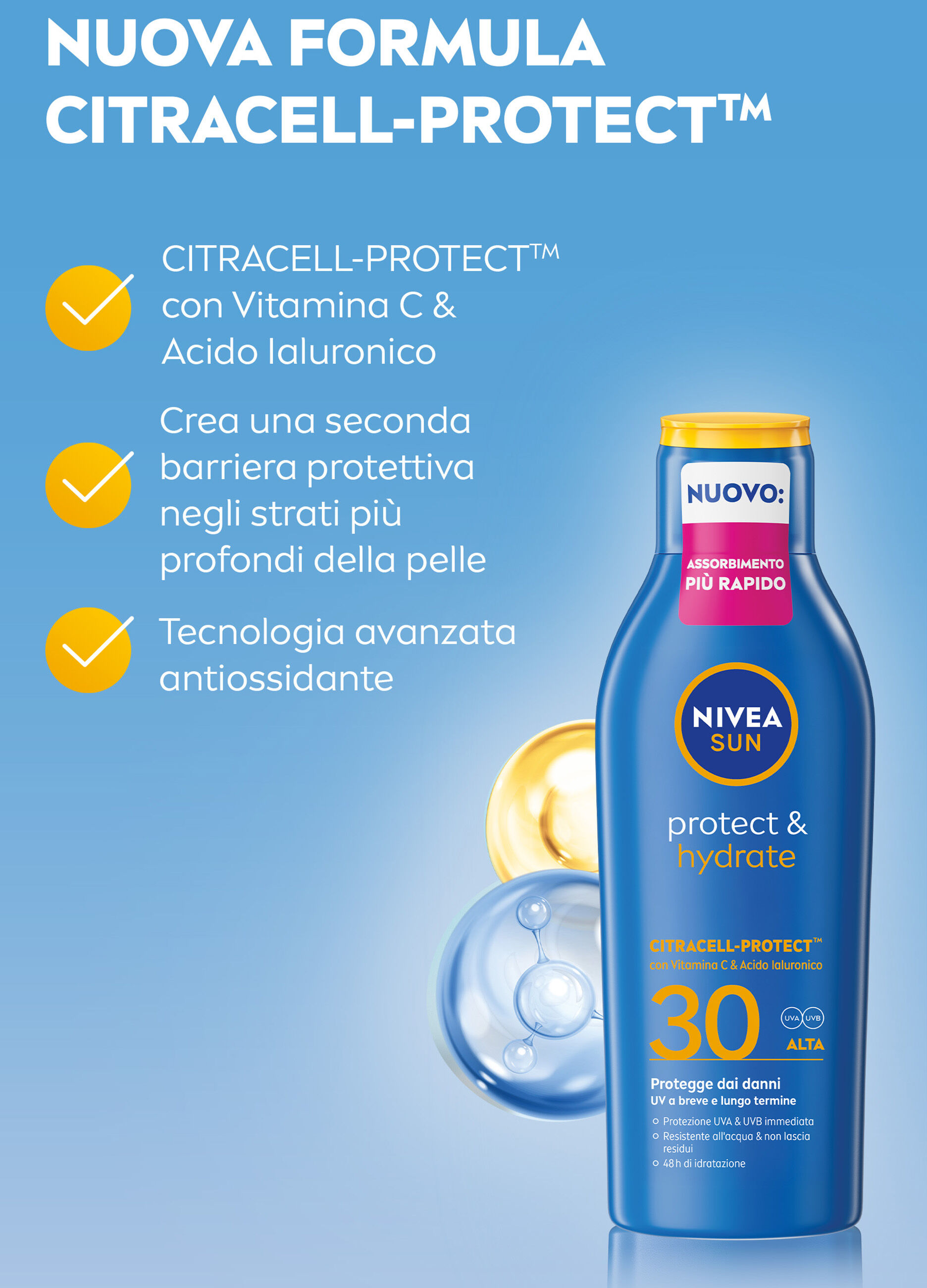 Nivea Sun Latte Solare Protect & Hydrate SPF30 200 ml, Crema solare 30 idratante per 48 ore_2