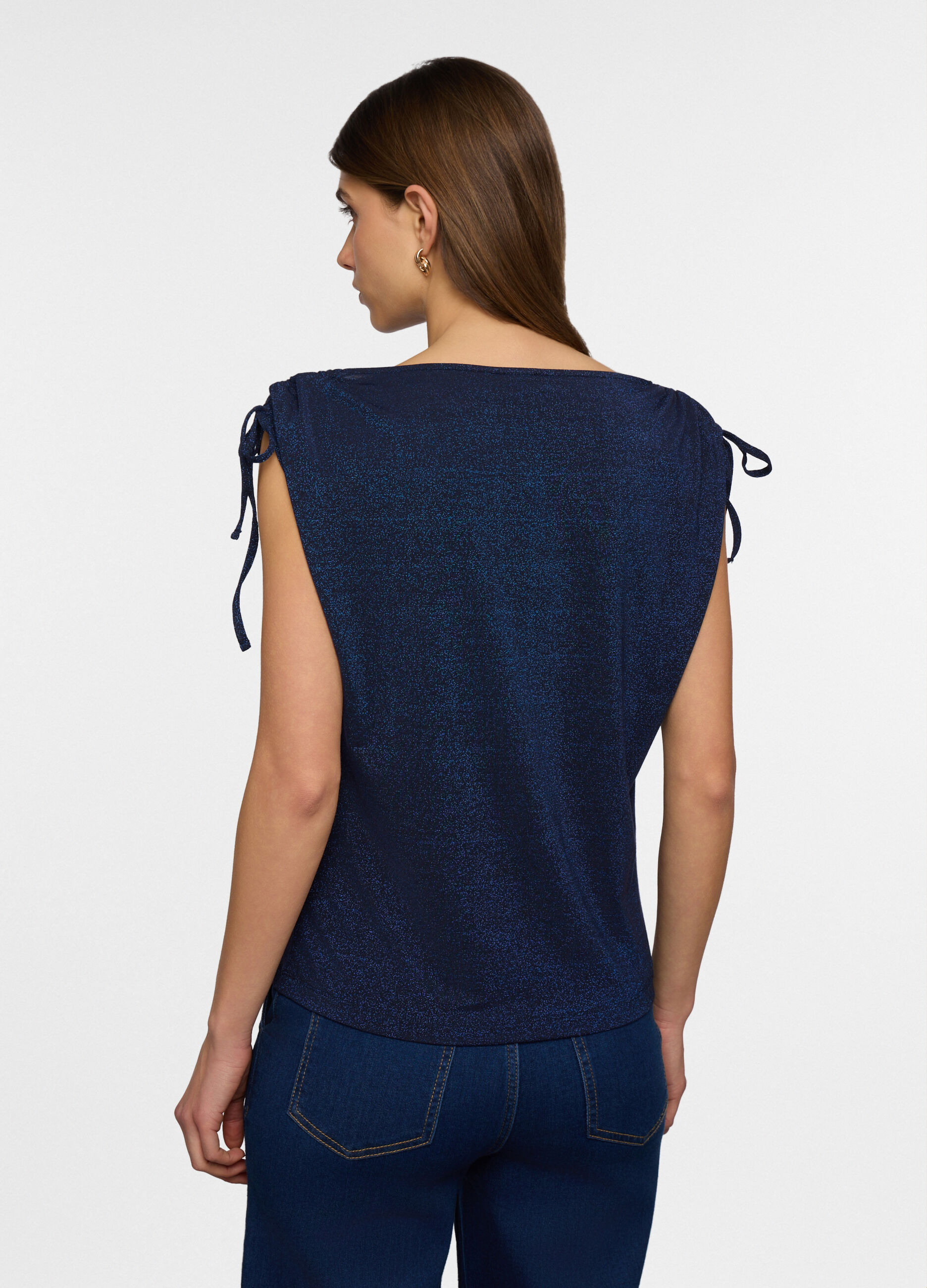 T-shirt con scollo a barchetta stretch donna_1