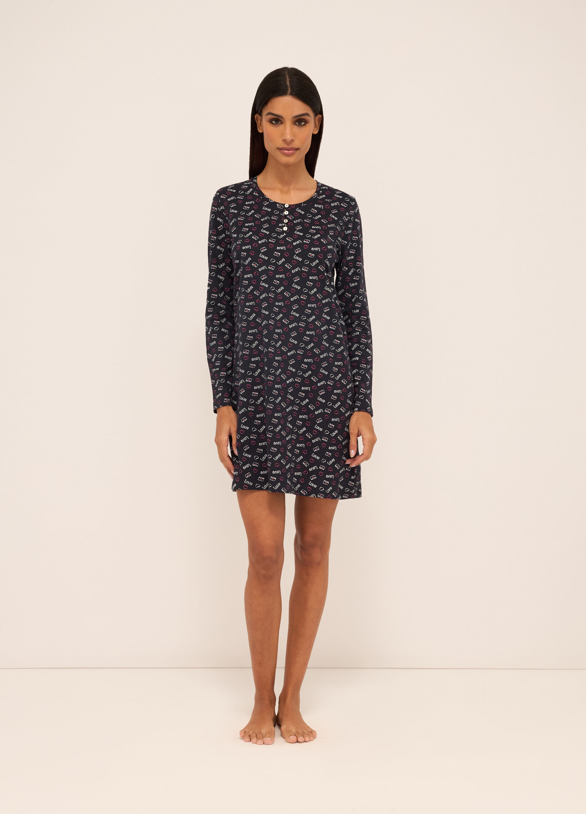 Camicia da notte in puro cotone donna_0