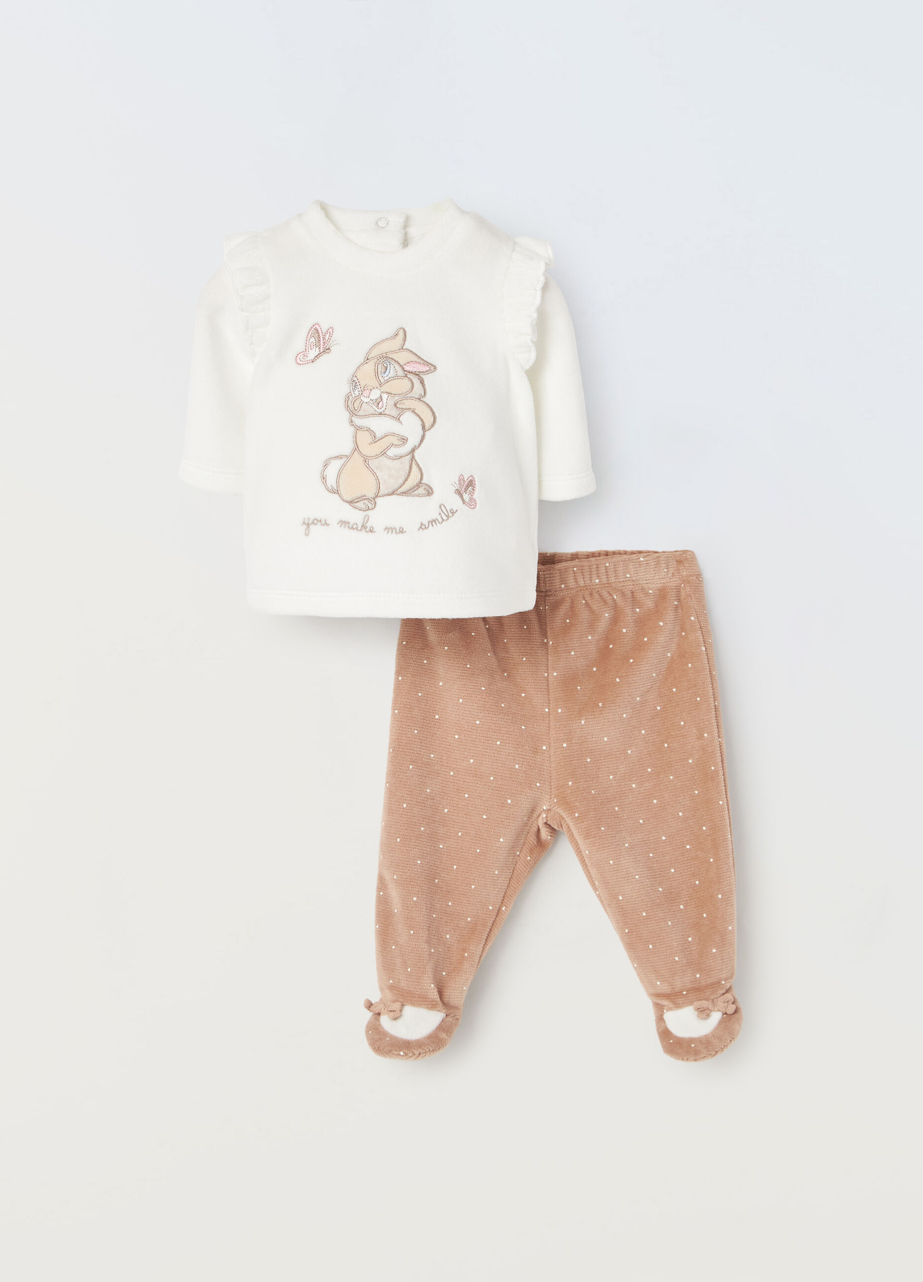 Set velours con rouches neonata_0